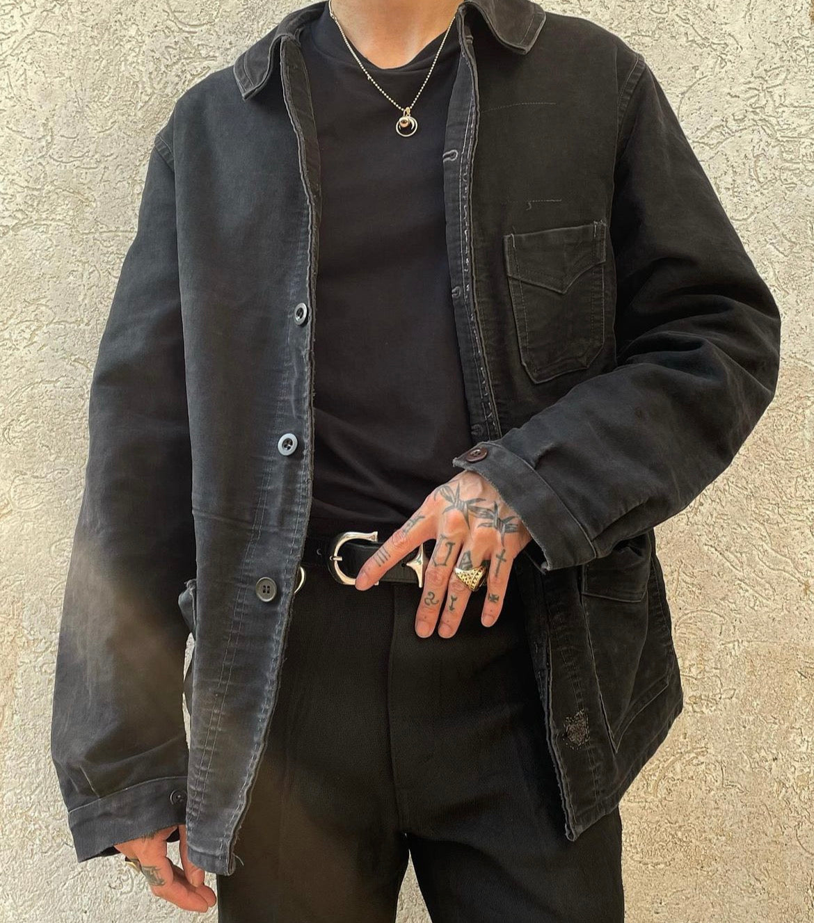 1940’s Vintage French Black Moleskin Work Jacket