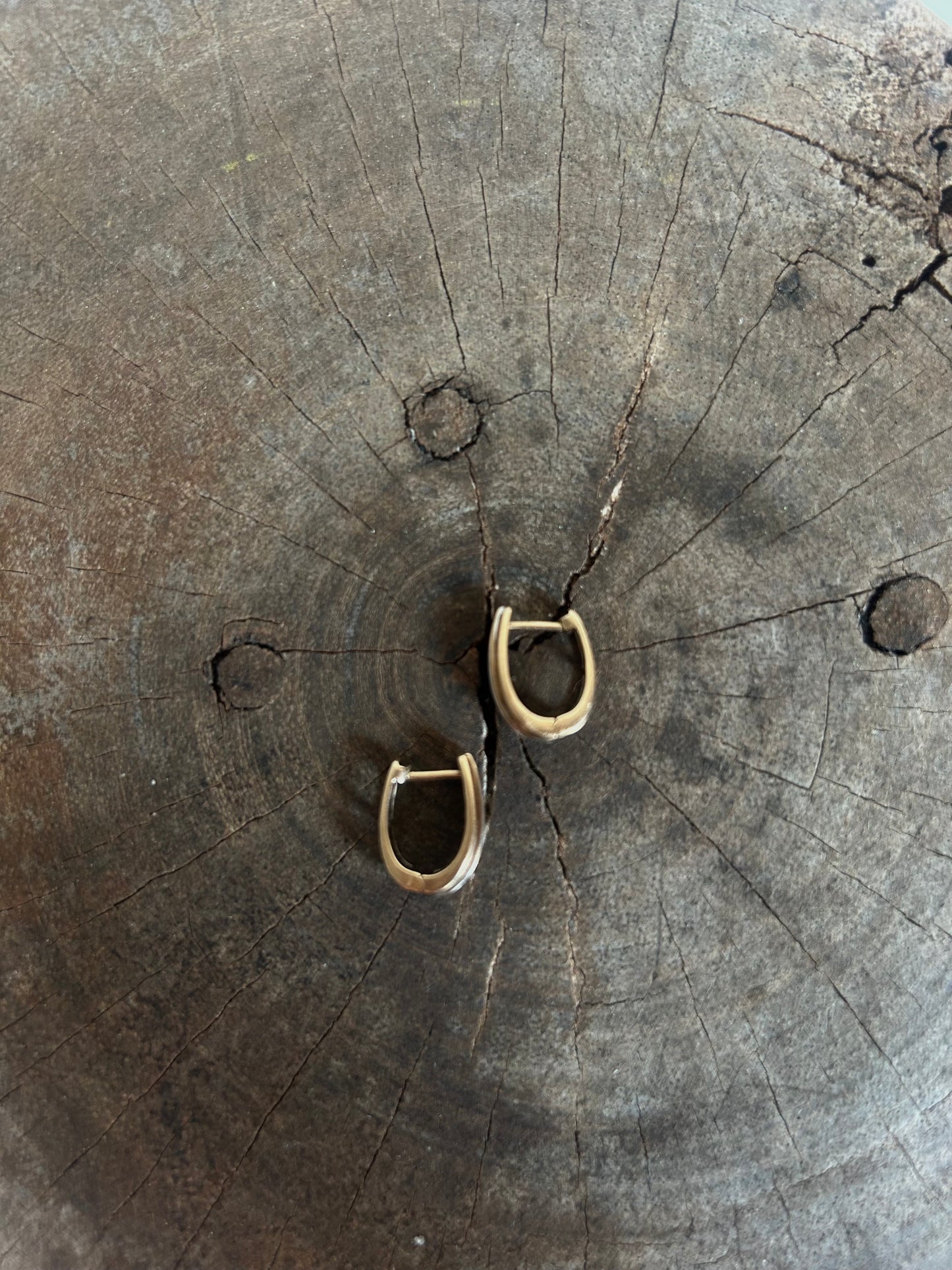 Vintage Pink Gold 9K Diamond Hoop Earrings