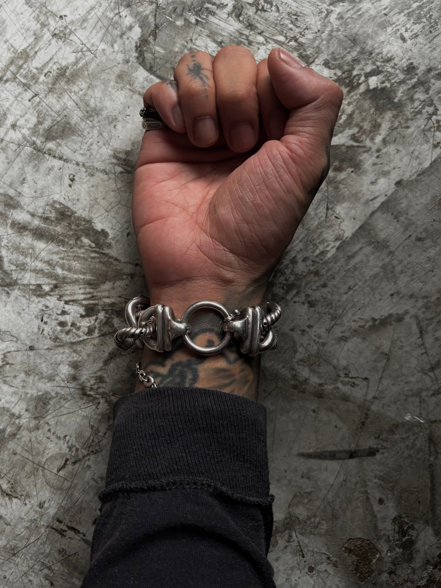 Vintage 925 Silver Heavy Rope Link Bracelet