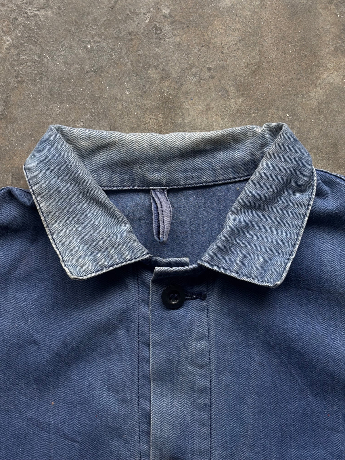 Vintage 1950s–60s French Work Jacket — Navy Herringbone