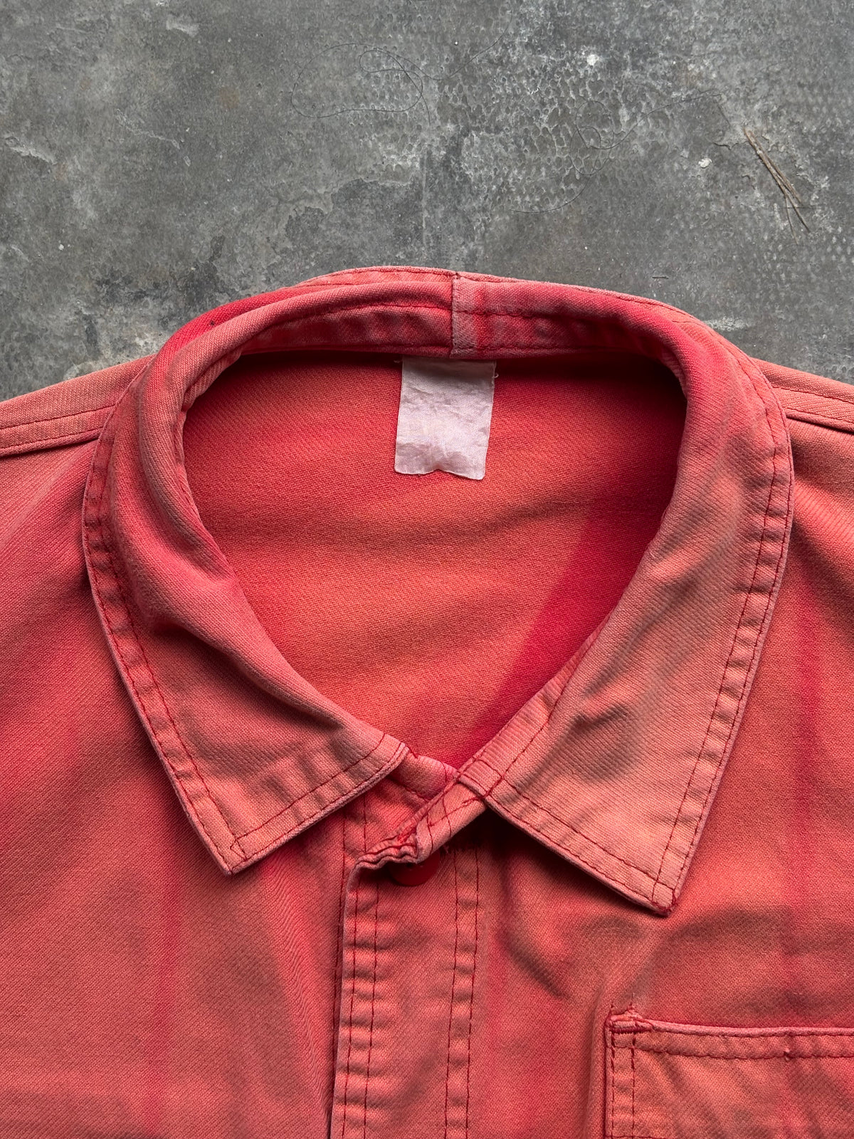 Vintage 1960s–70s French Work Jacket — Faded Red Twill