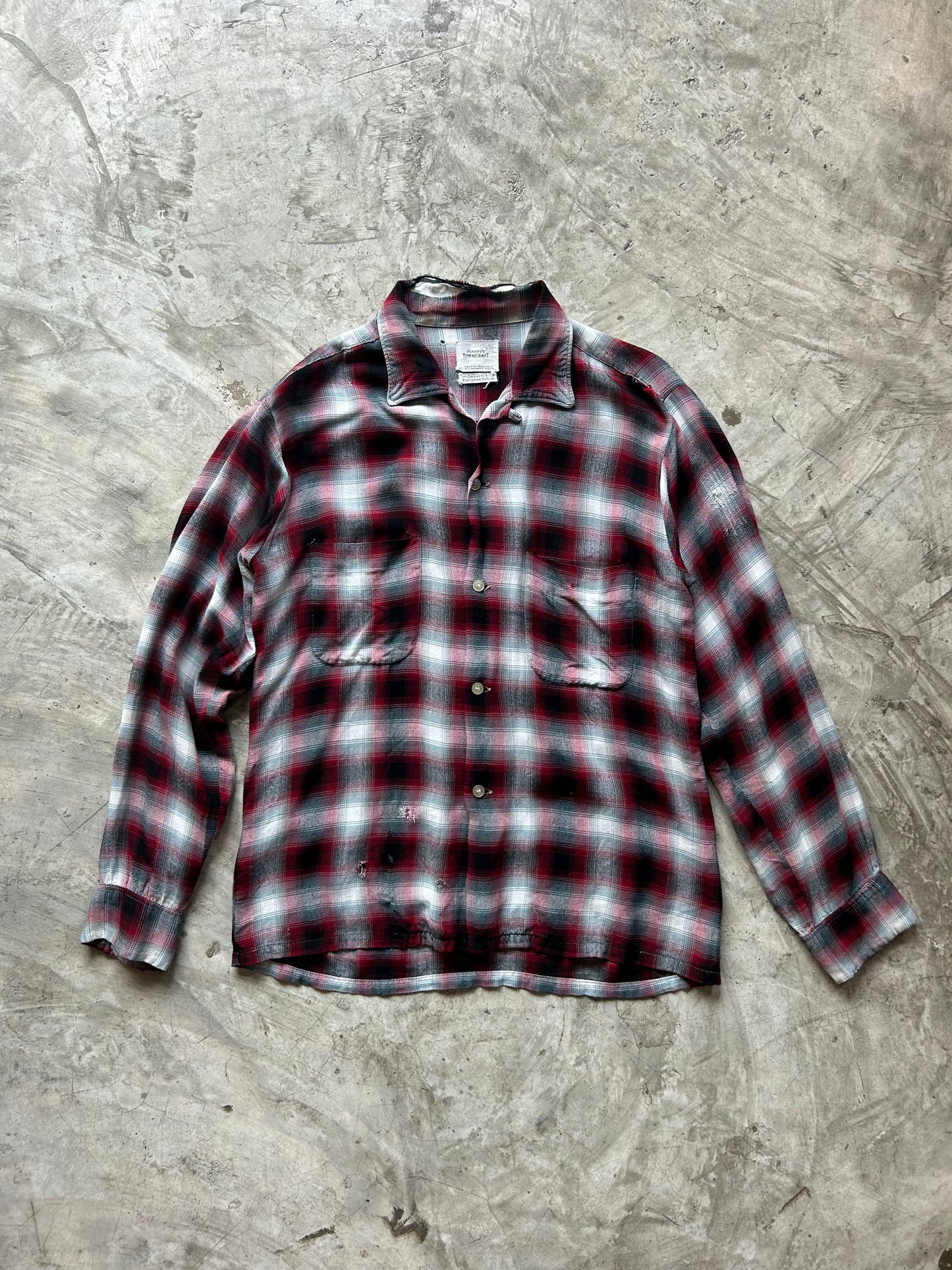 1960's Vintage Towncraft Rayon Plaid Shirt