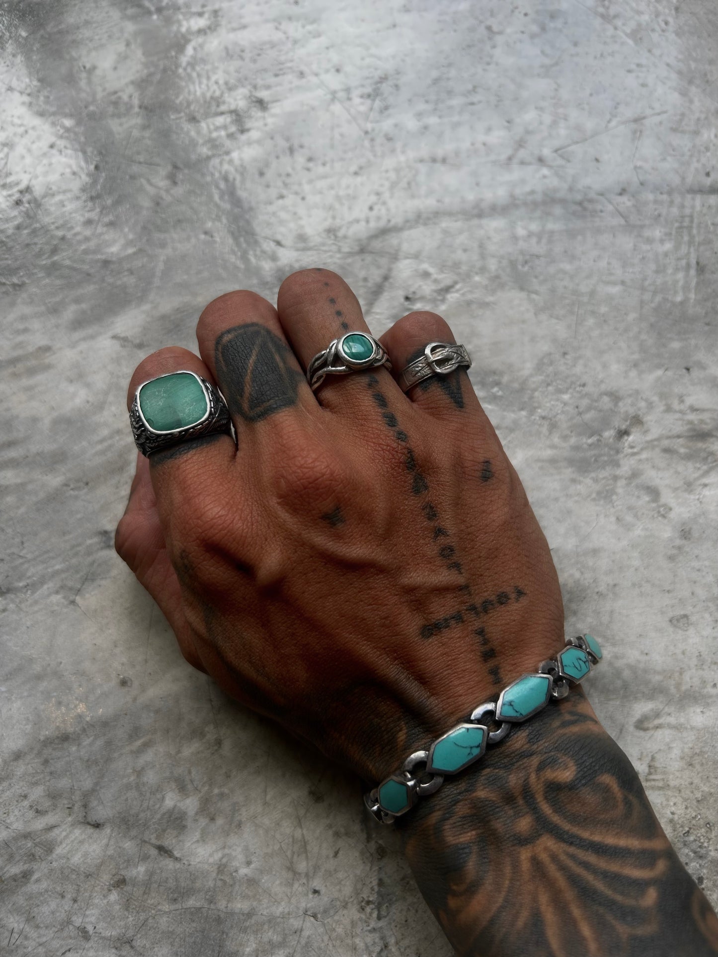 Vintage Silver 925 Wave Malachite Ring