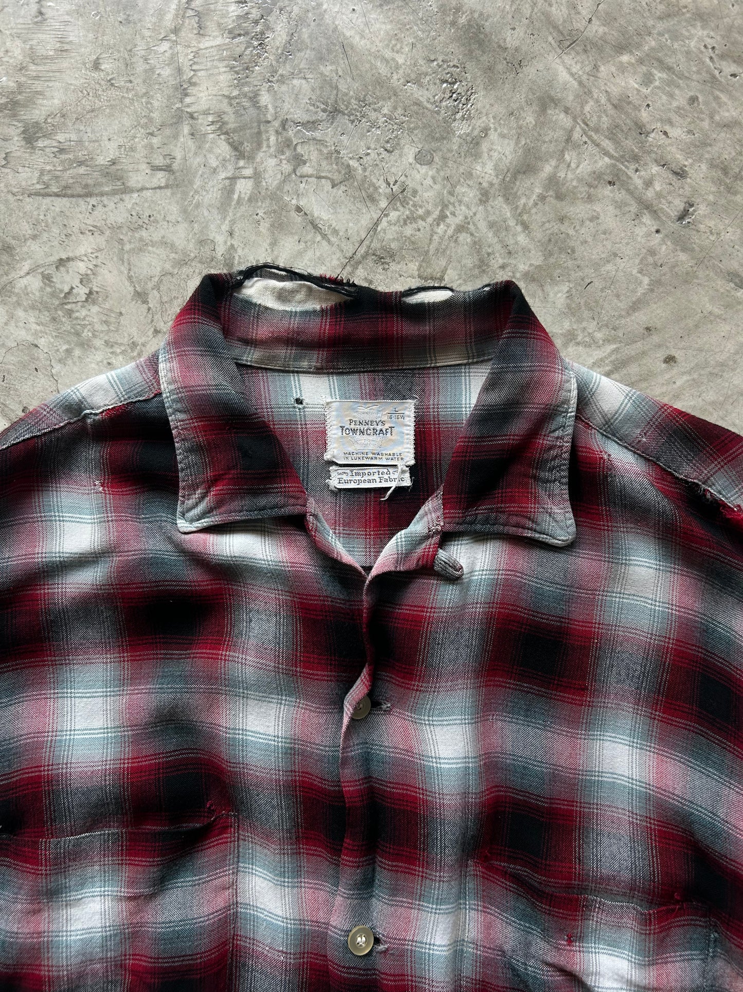 1960's Vintage Towncraft Rayon Plaid Shirt