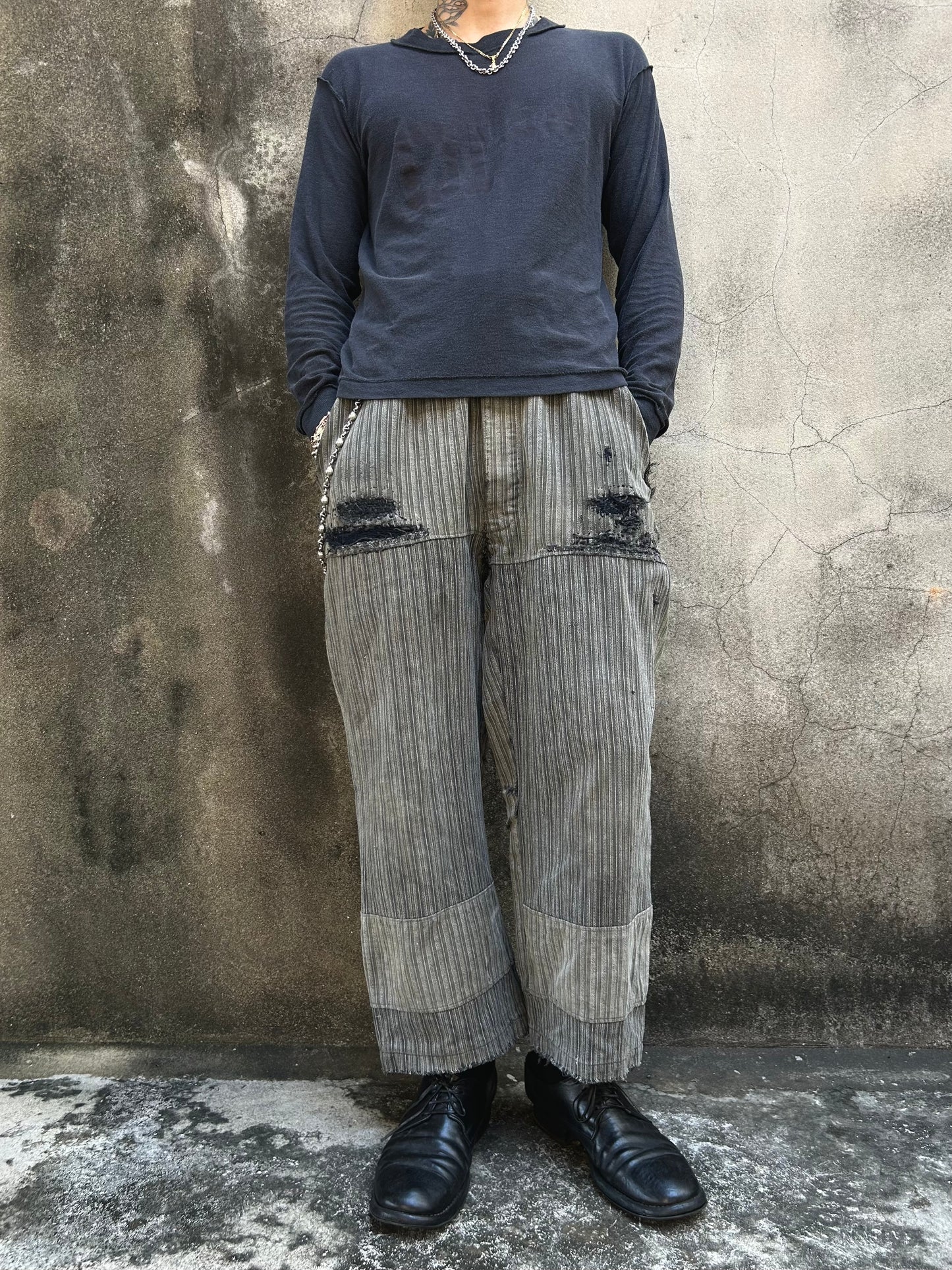 1940‘s Vintage French Moleskin Stripe Boro Pants