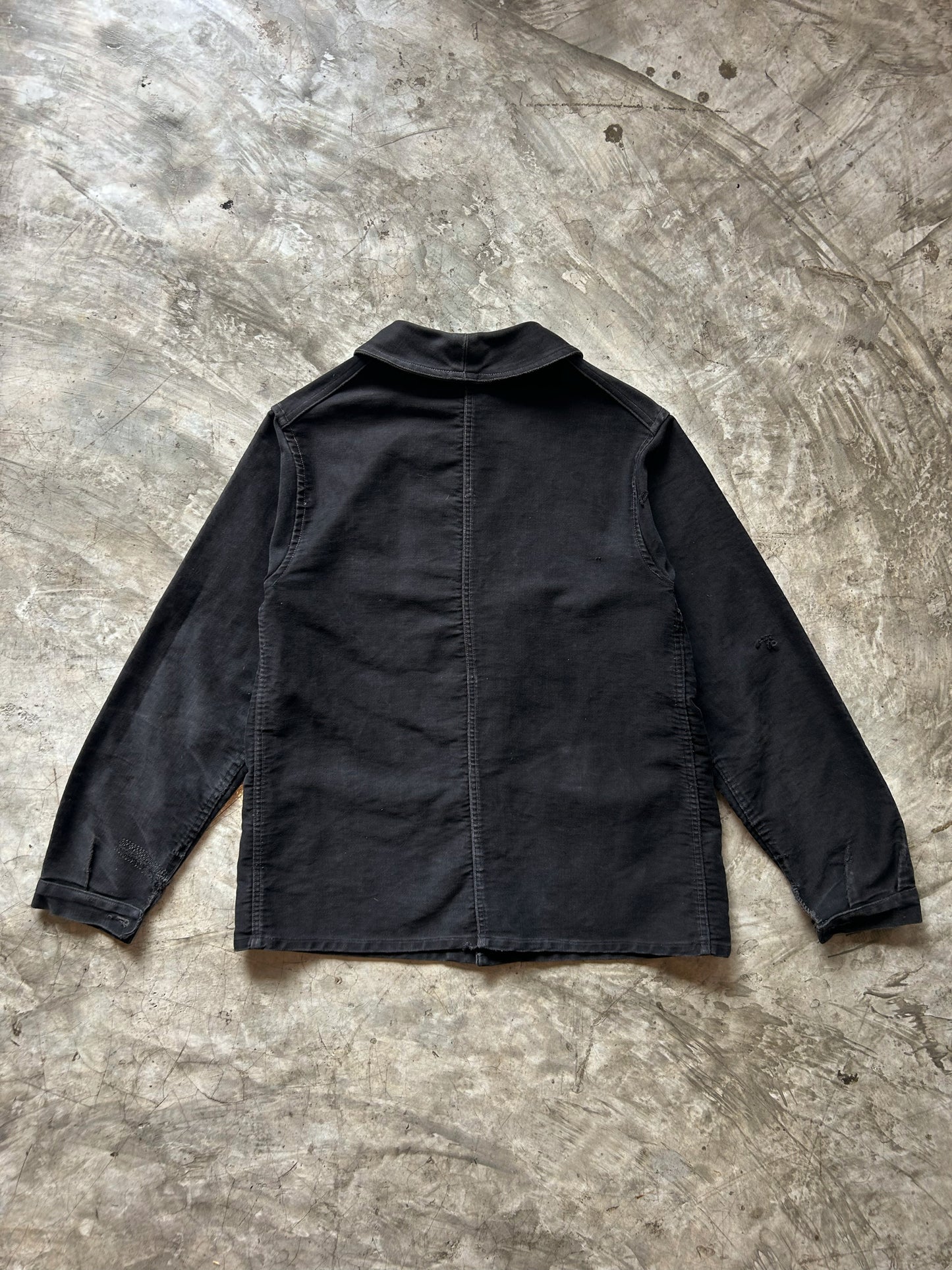 1940’s Vintage French Black Moleskin  Work Jacket