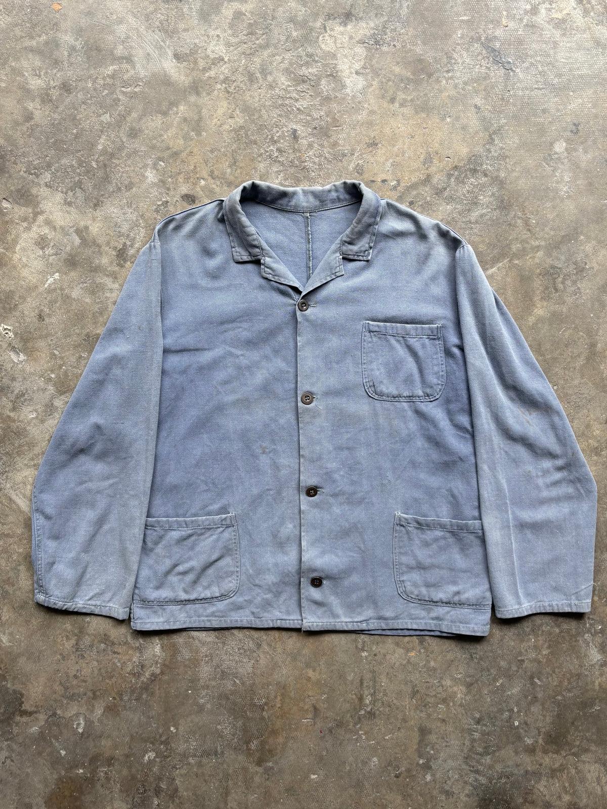 Vintage 1960s–70s French Work Jacket — Grey Twill