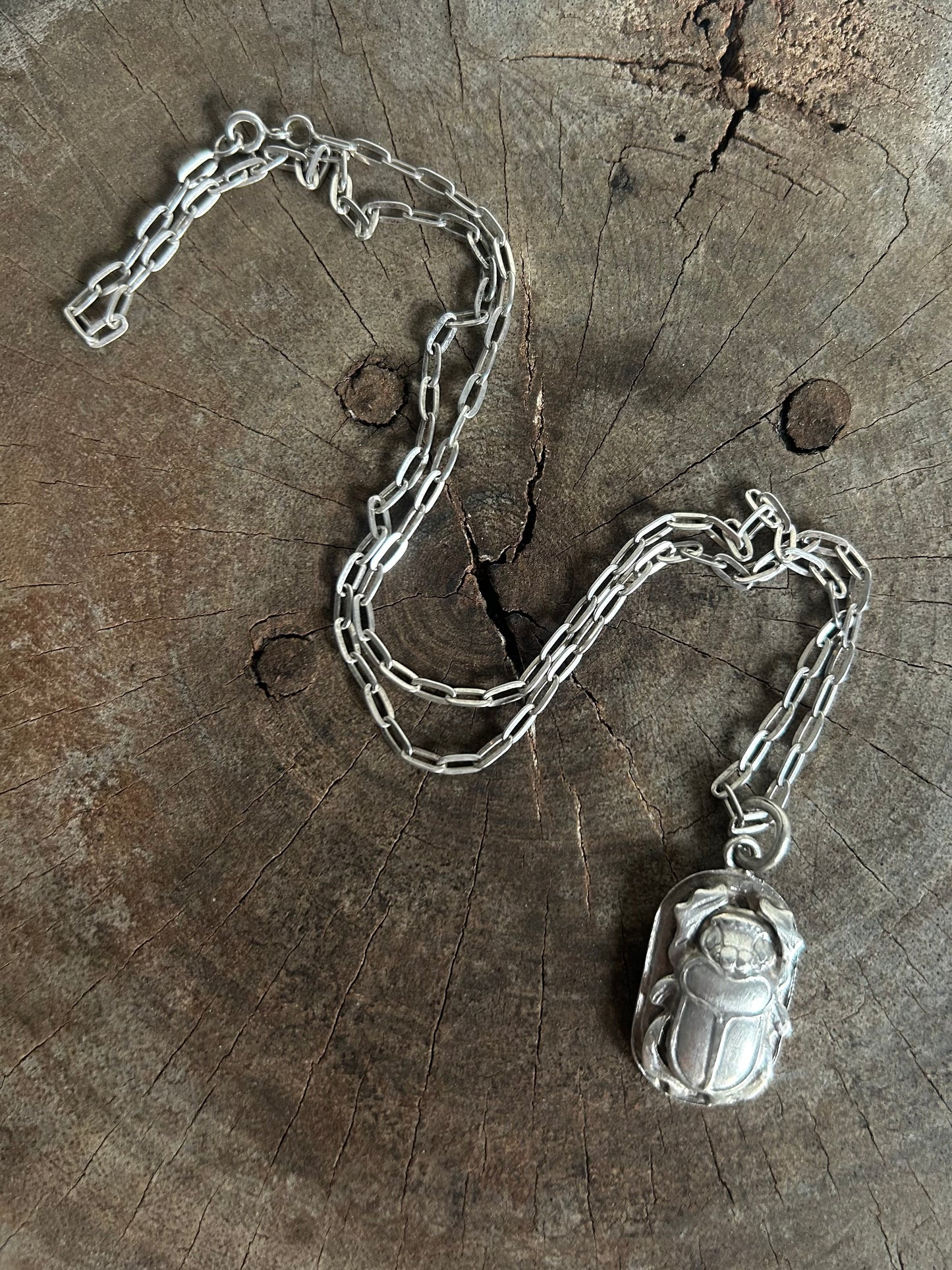 Vintage Silver 925 Scarab Necklace