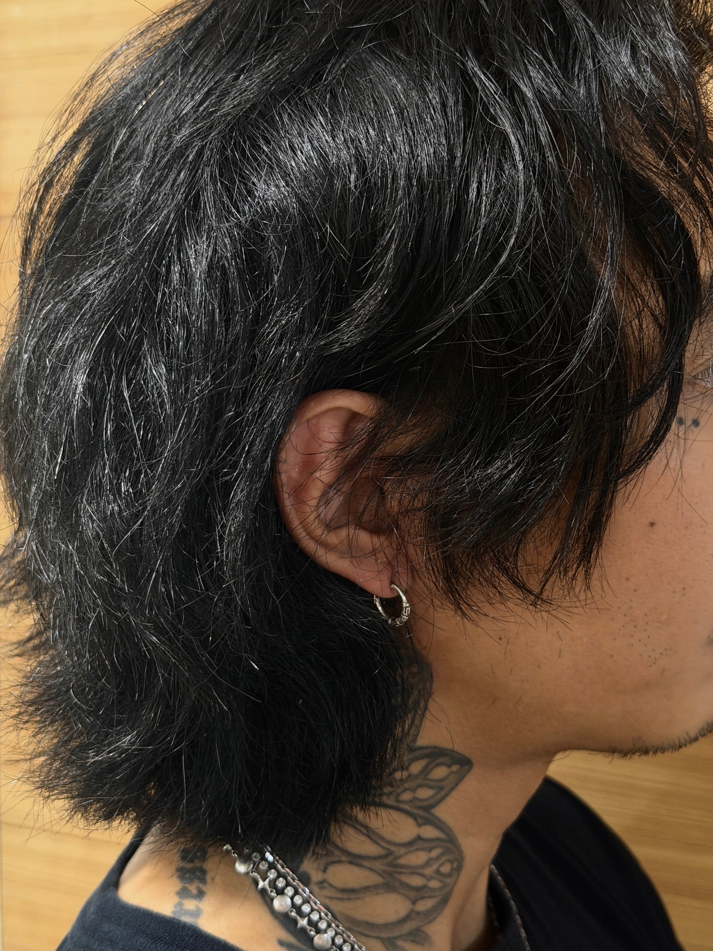 Vintage Silver 925 Tribal Hoop Earrings
