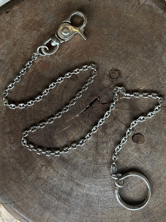 Vintage Silver 925 Puffed Mariner Anchor Wallet Chain