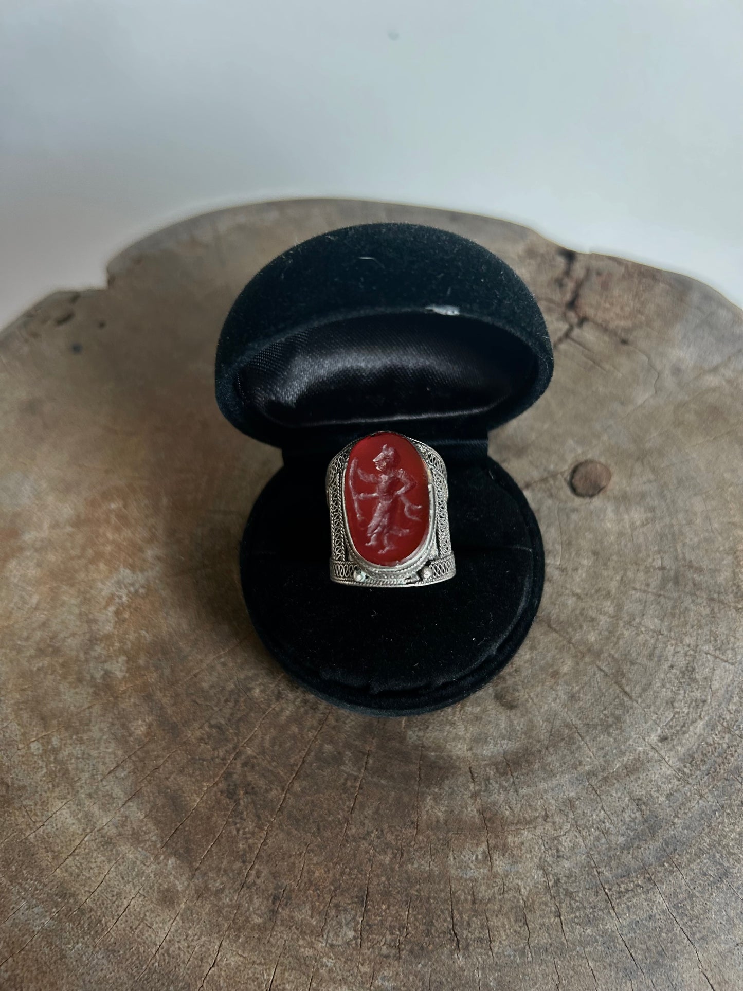 Antique silver 925 Red Cameo Ring