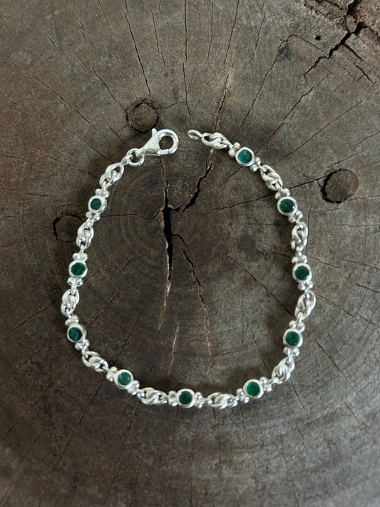 Vintage Silver 925 Green Topaz Bracelet
