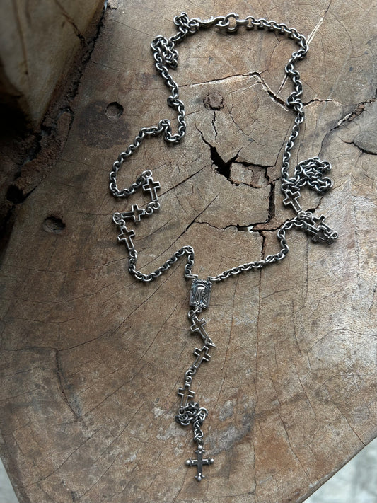 Vintage Silver 925 Rosary Necklace