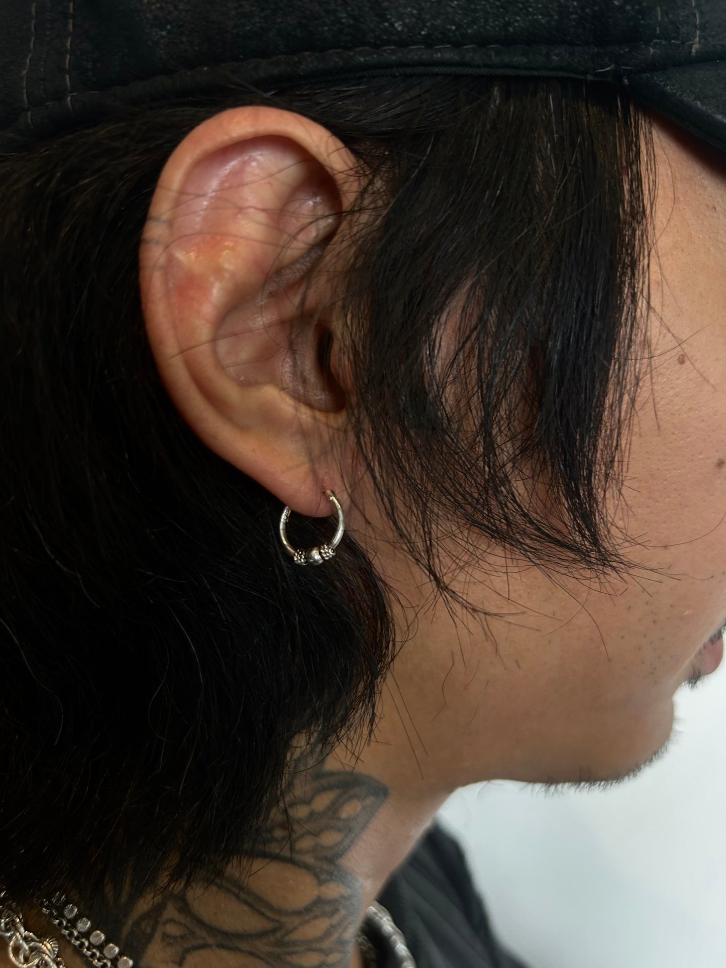 Vintage silver 925 Ball Hoop Earrings