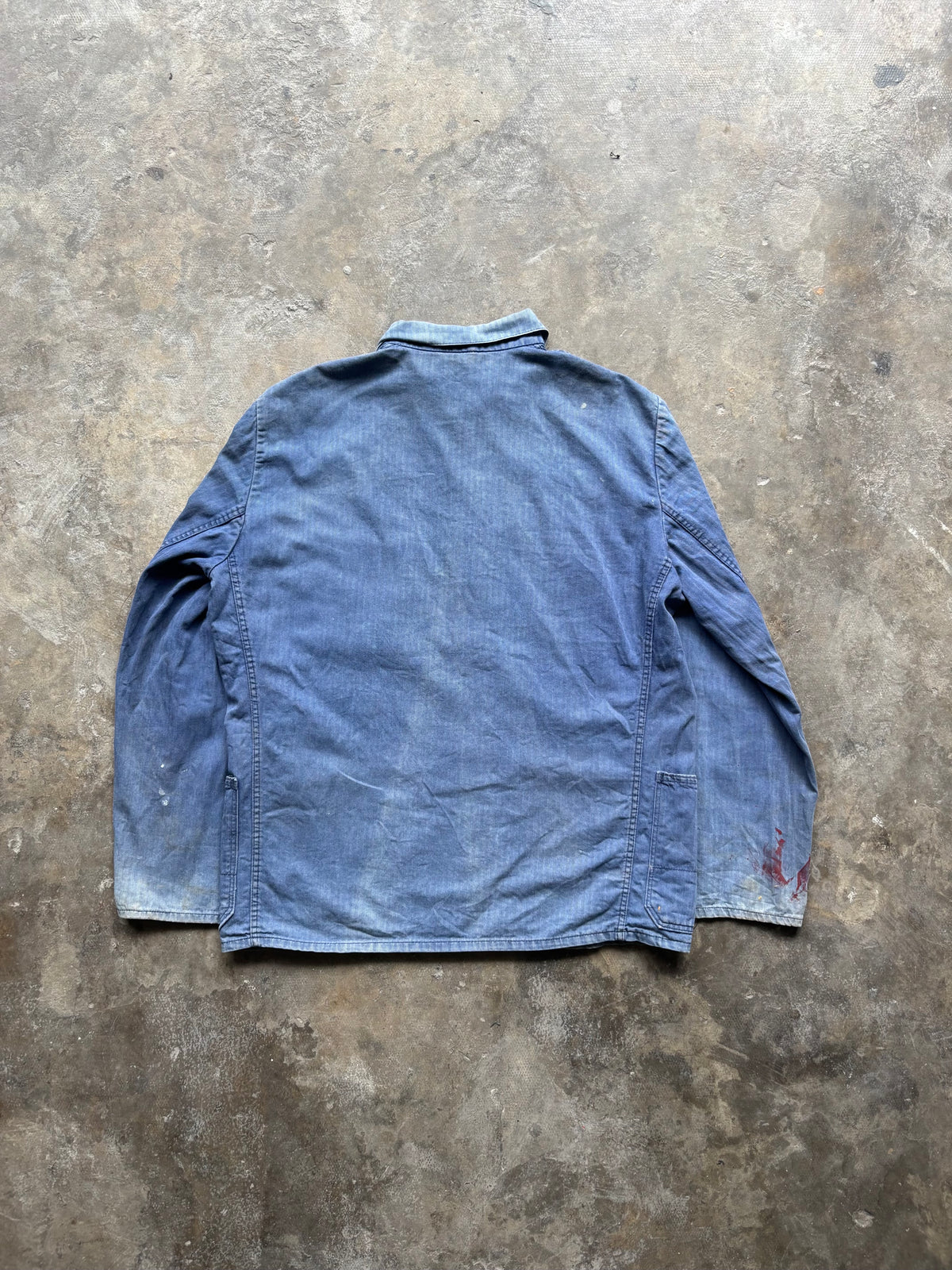 Vintage 1950s–60s French Work Jacket — Navy Herringbone