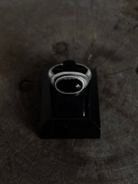 Vintage 925 Silver Black Onyx Signet Ring