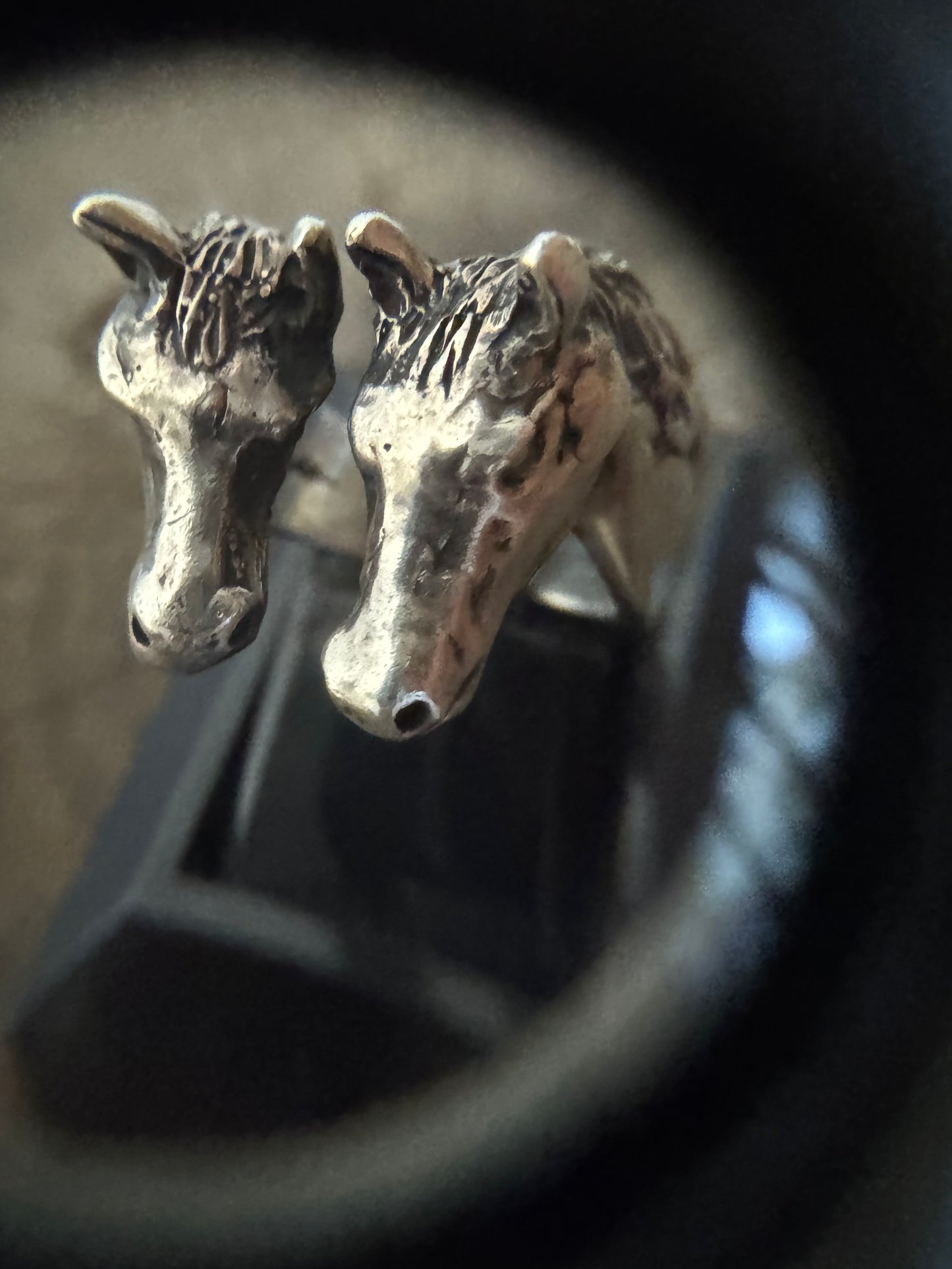 Vintage STERLING 925 Double Horse Ring