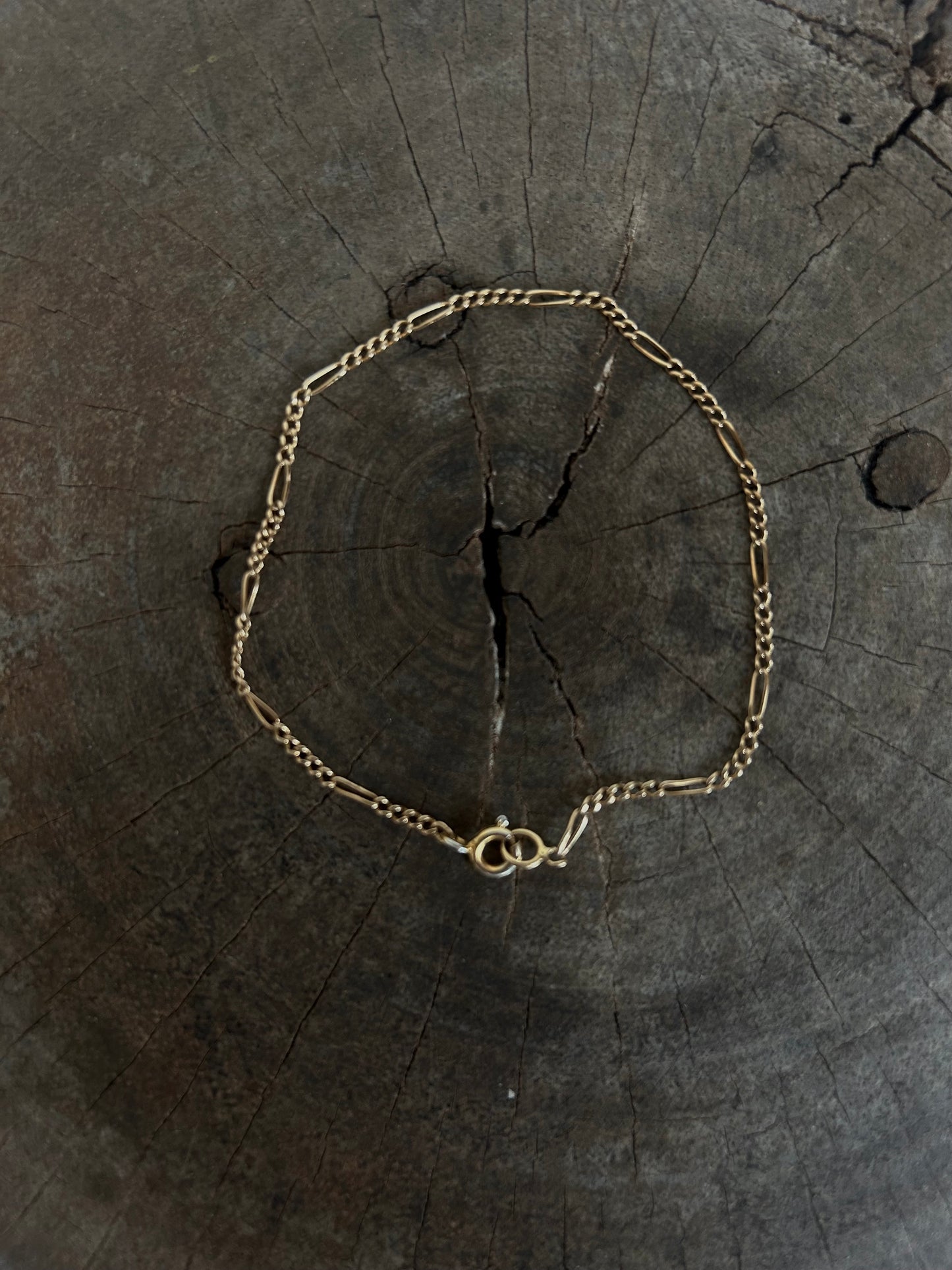 Vintage Gold 14K italy Figaro 3-1 Bracelet