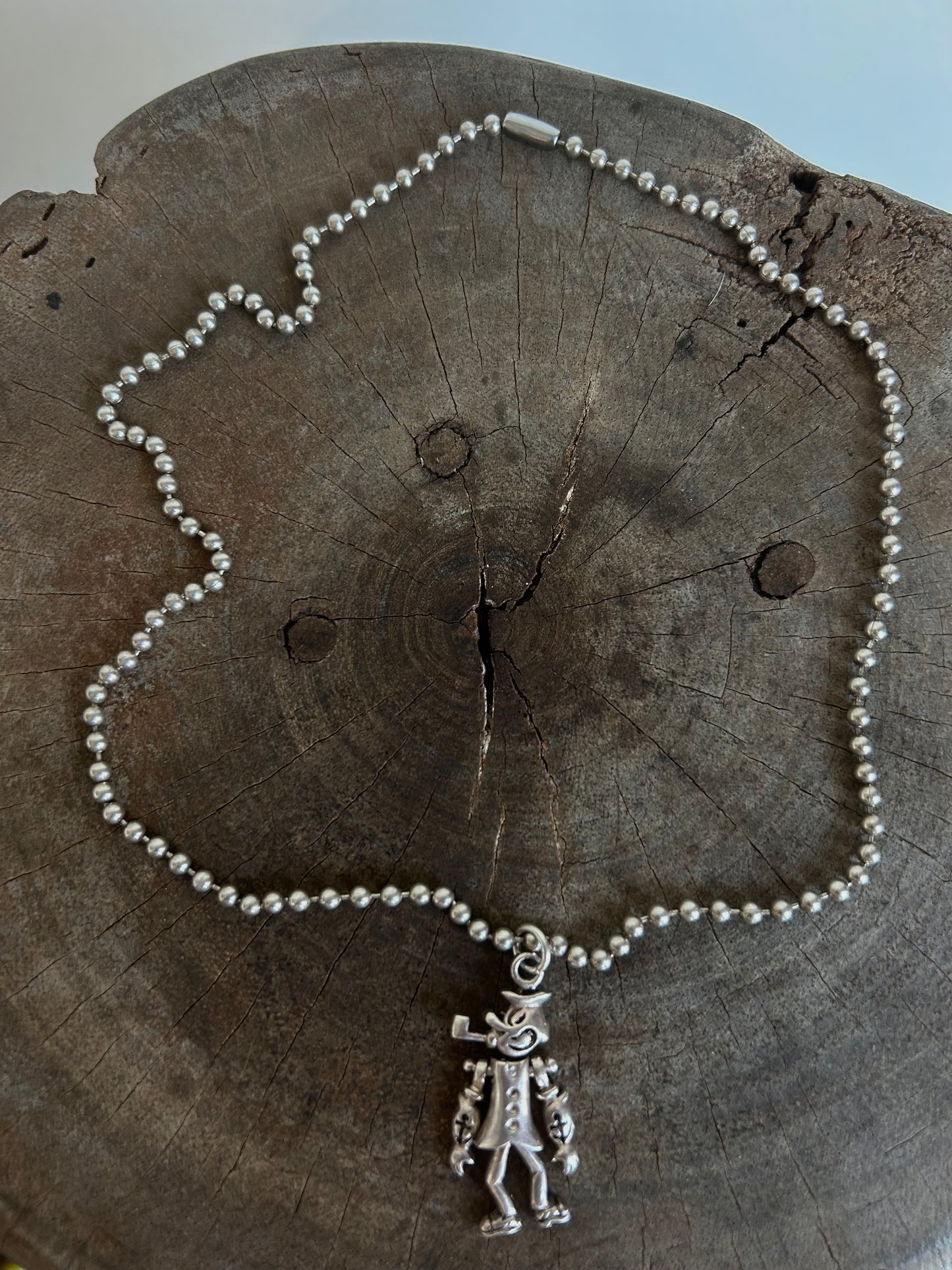 Vintage Sterling Silver Popeye Pendant Necklace