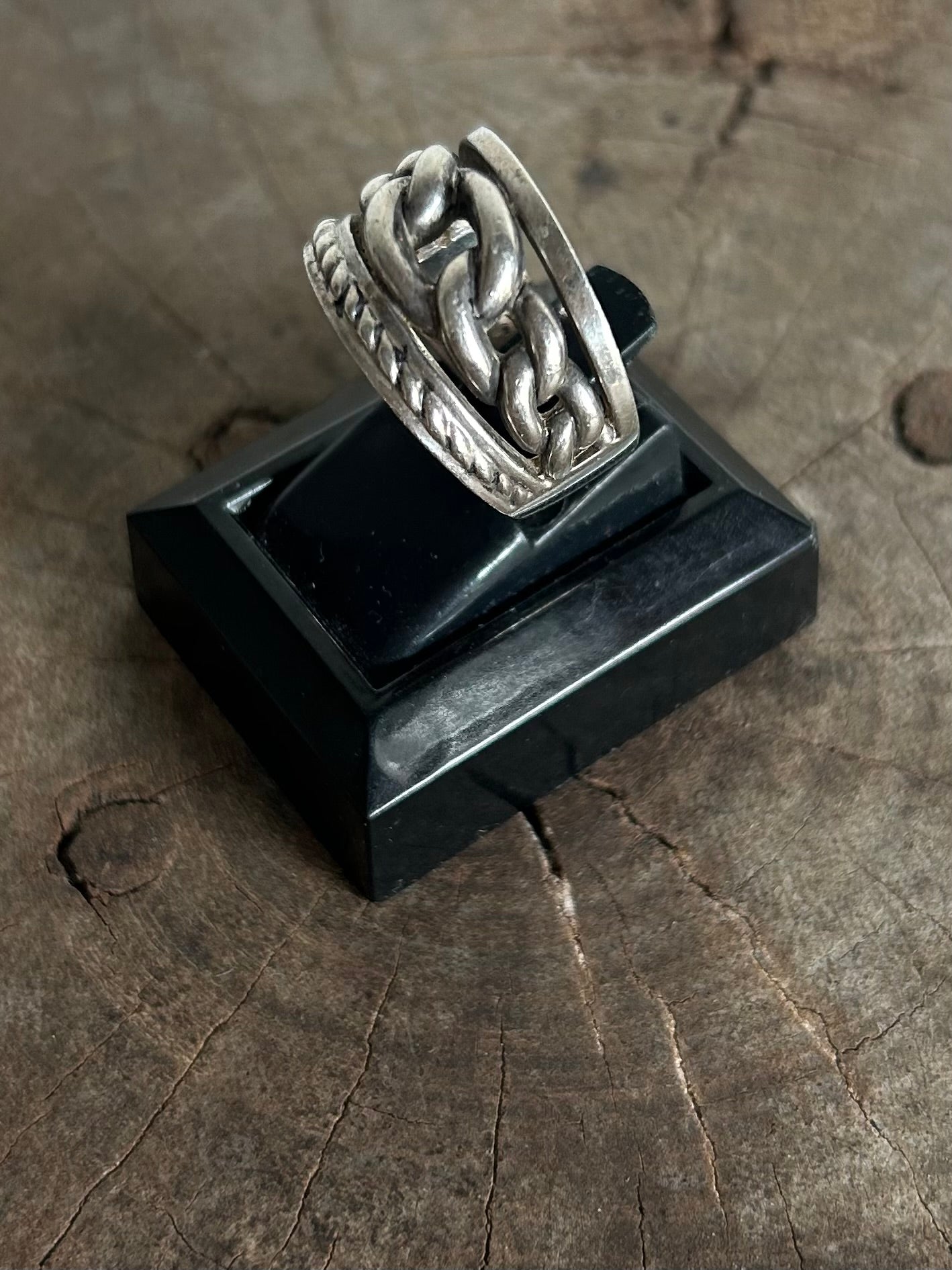 Vintage Silver 925 Chain Rope Ring