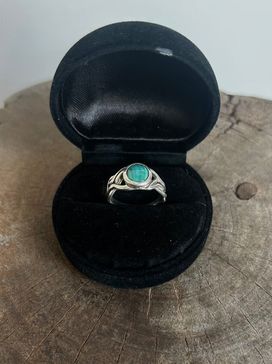 Vintage Silver 925 Wave Malachite Ring