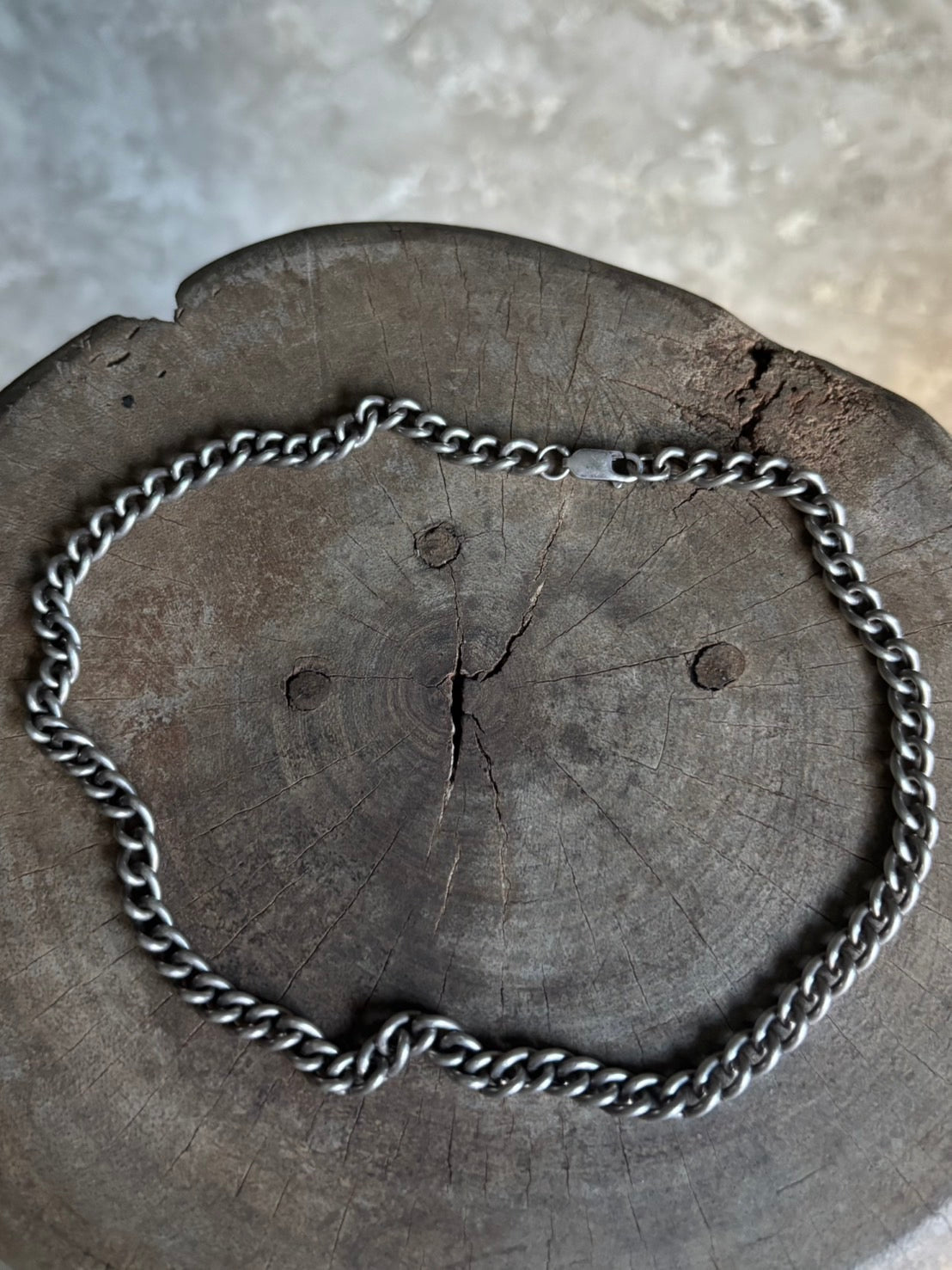Vintage 925 Silver Rock Chain Necklace