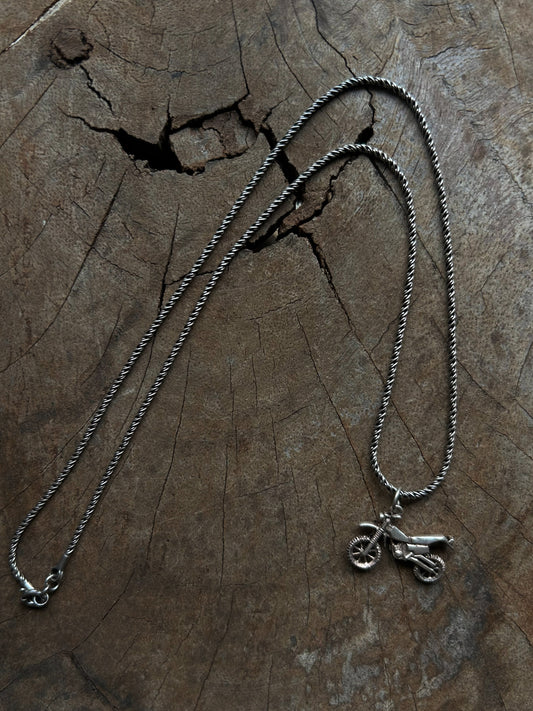 Vintage Silver 925 Motorbike Charm Neckalce