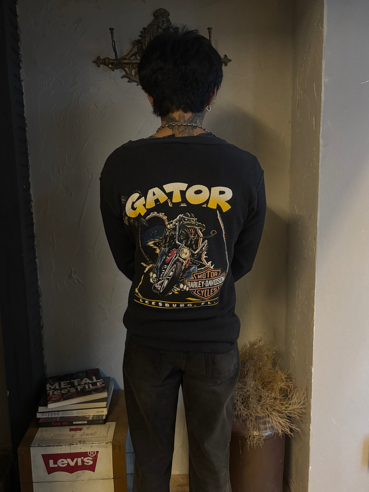 Vintage 90’s Harley Davidson flame Thermal Tee