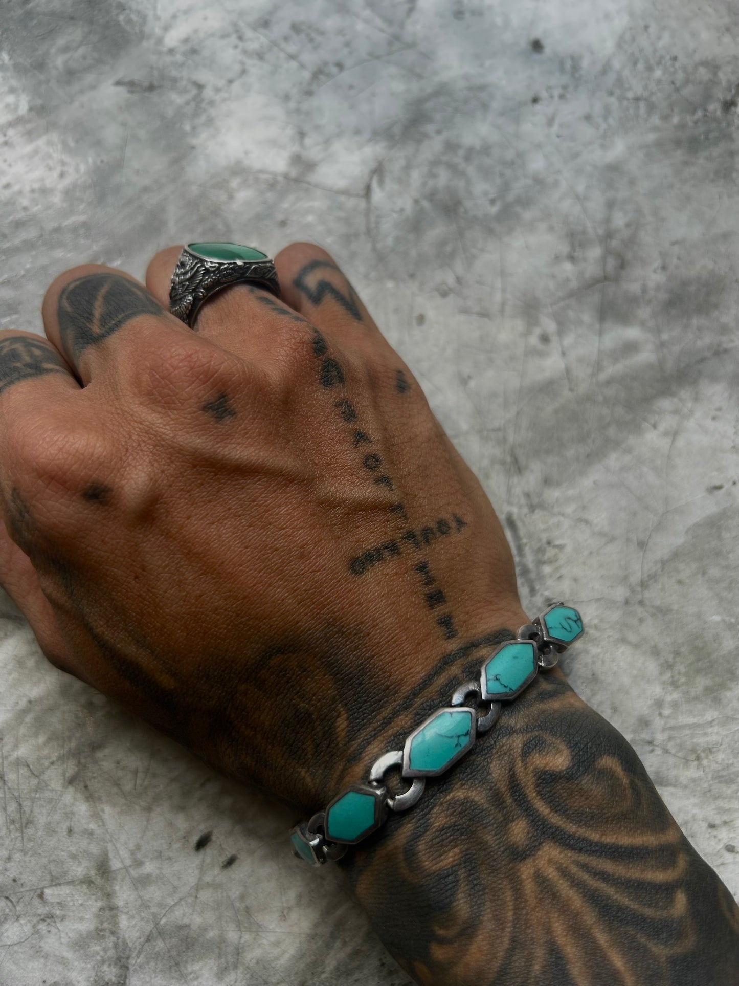 Vintage silver 925 Turquoise Stone Sterling Bracelet