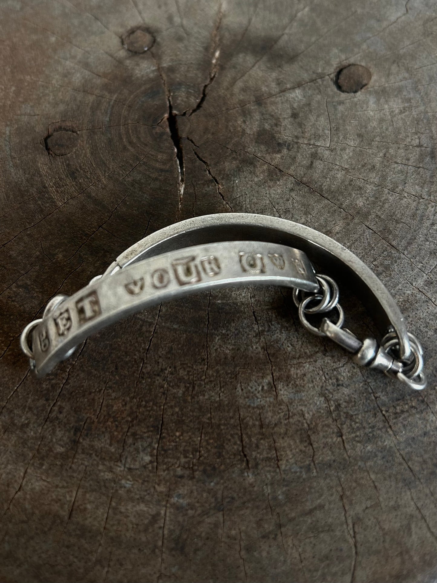 Vintage silver 925 Utility Stamp reversible Bracelet