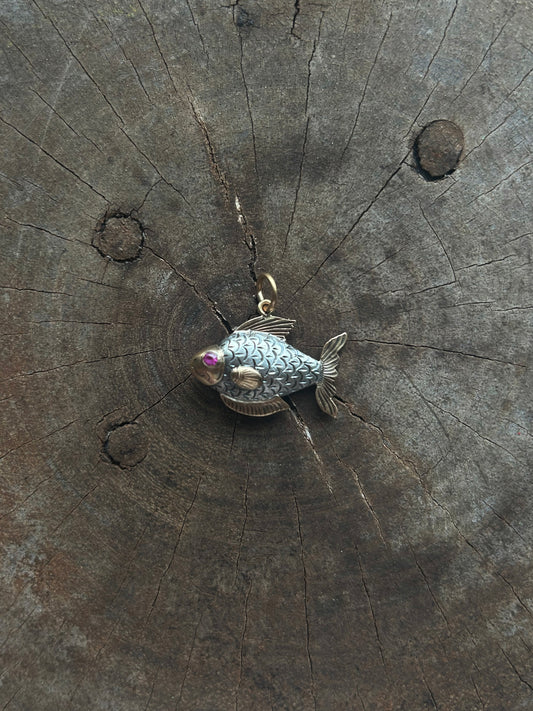 Vintage Silver & Pink Gold 10K Red-Tailed ruby Charms