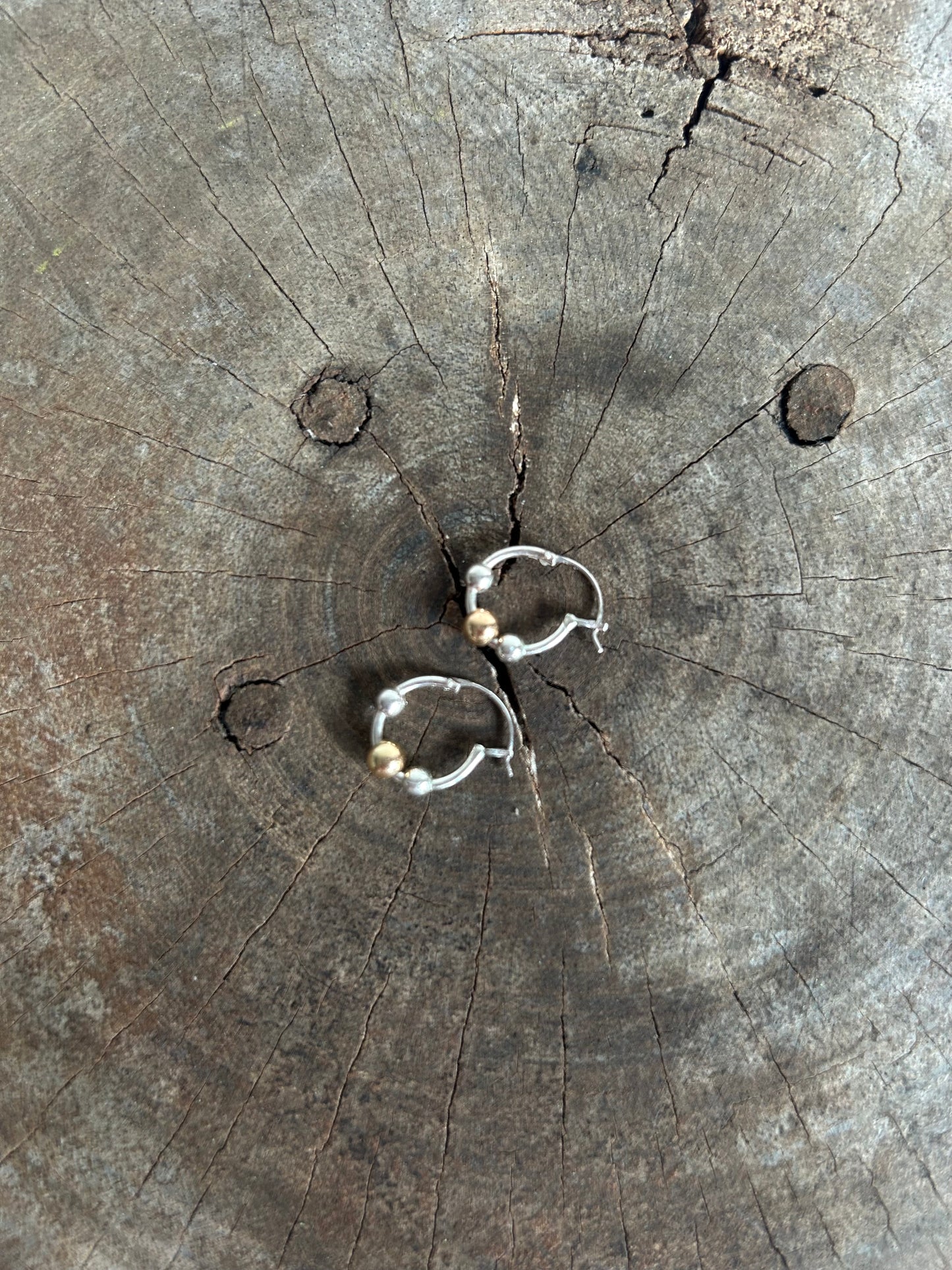 Vintage Silver 925 Ball Hoop Earrings