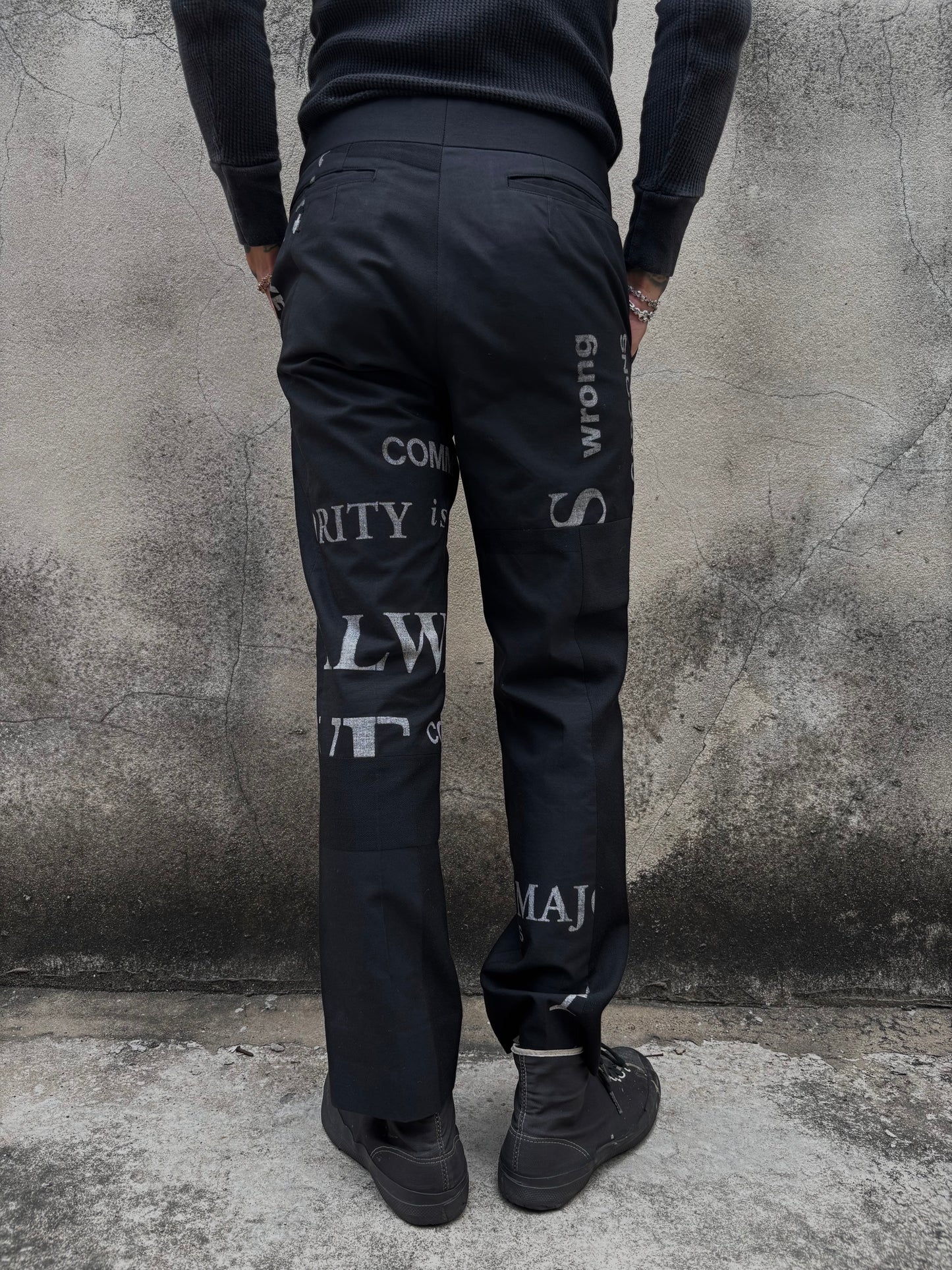 Come see Garçons Typo Wool Crop Pants