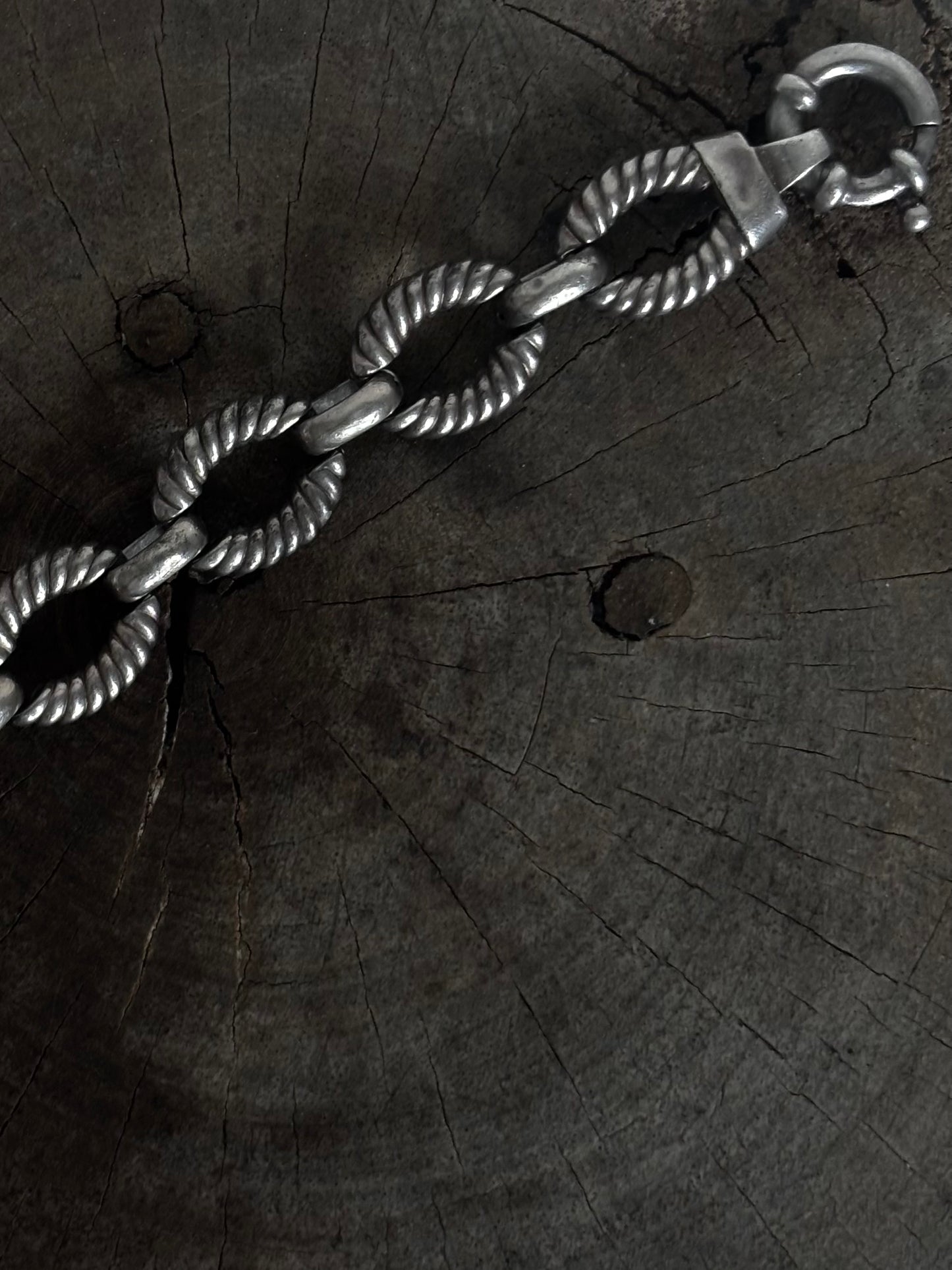 Vintage 925 Silver Twisted Rope Link Bracelet