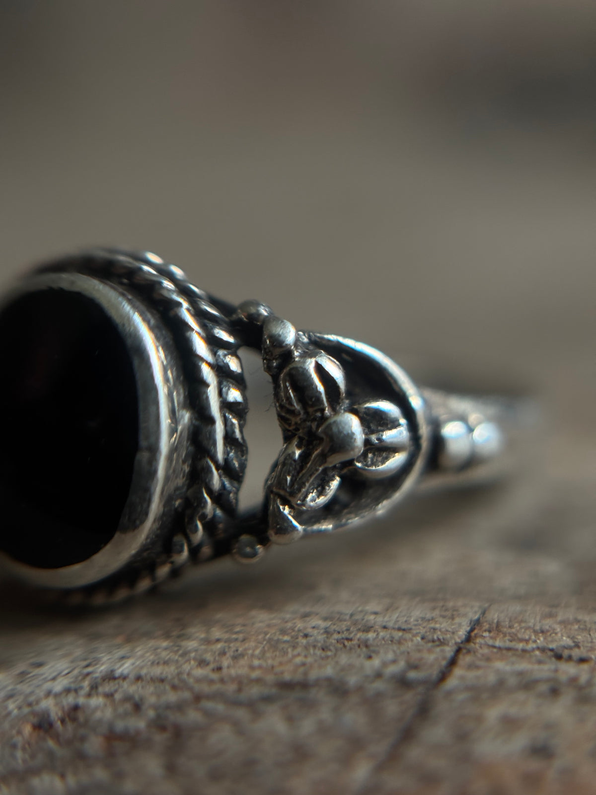 Vintage Silver 925 Onyx Pinky Ring