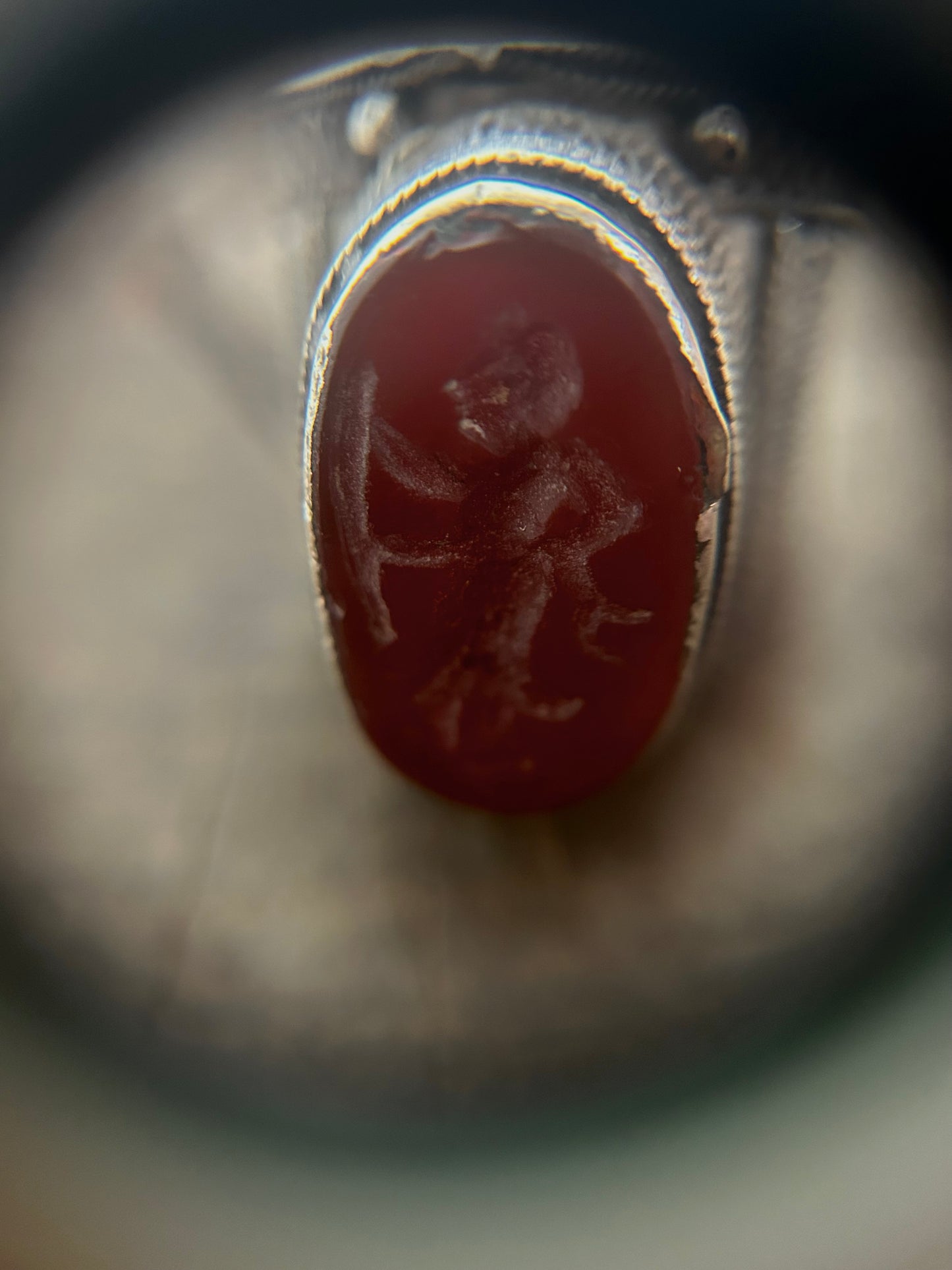 Antique silver 925 Red Cameo Ring