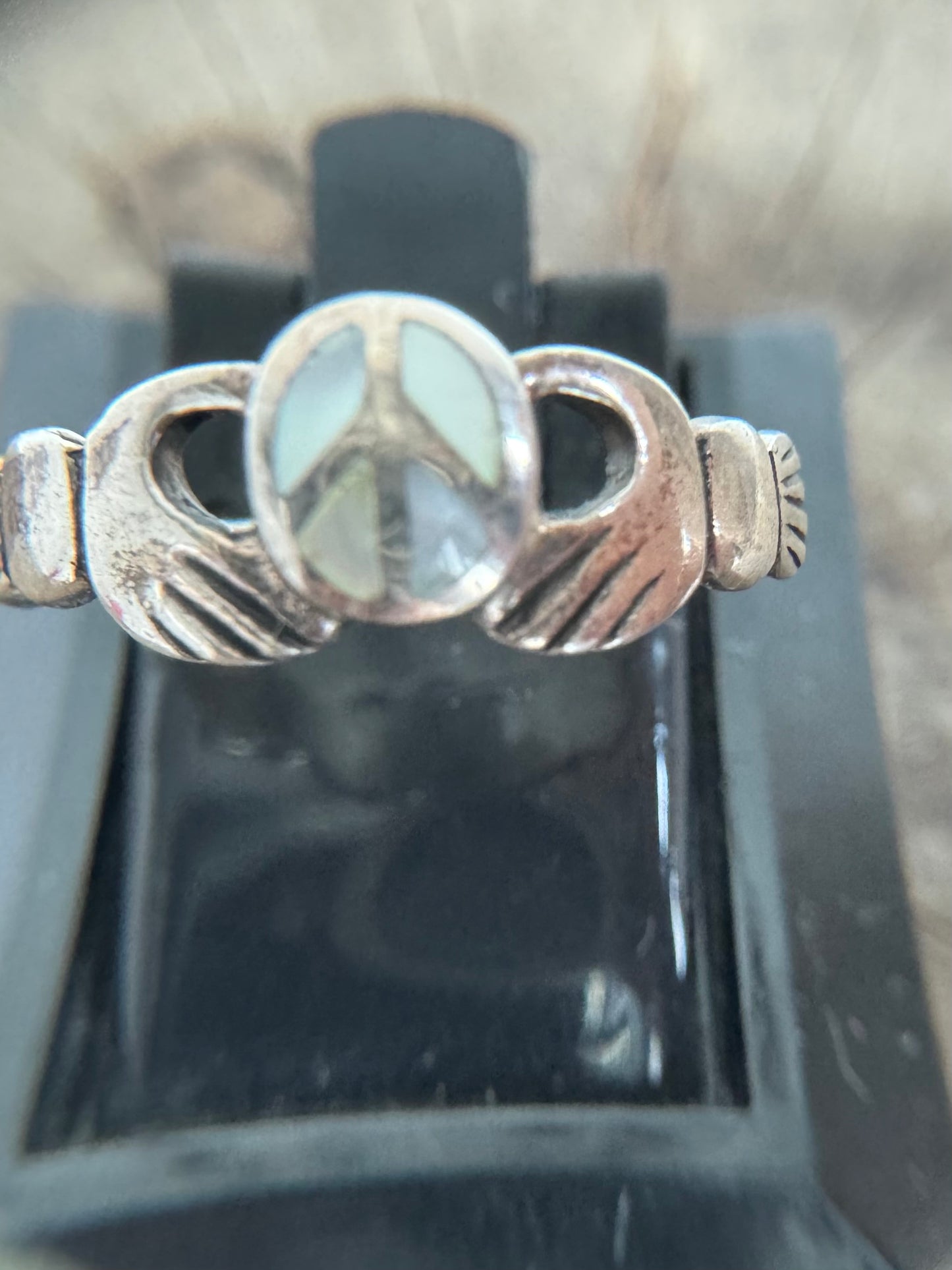 VINTAGE STERLING 925 CLADDAGH OPAL RING