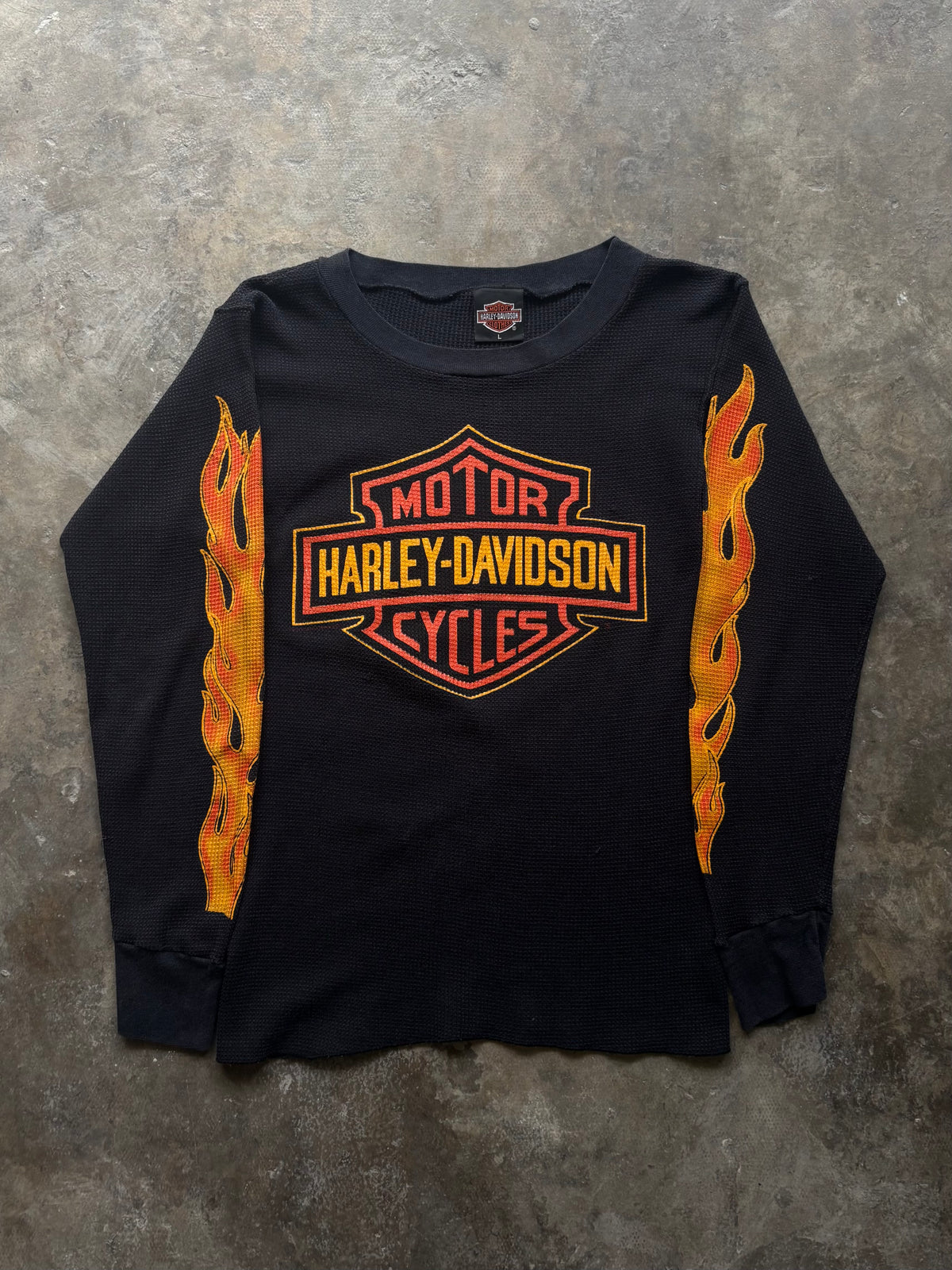 Vintage 90’s Harley Davidson flame Thermal Tee