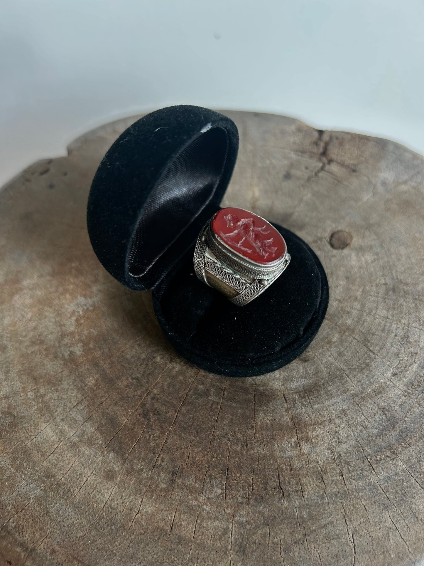 Antique silver 925 Red Cameo Ring