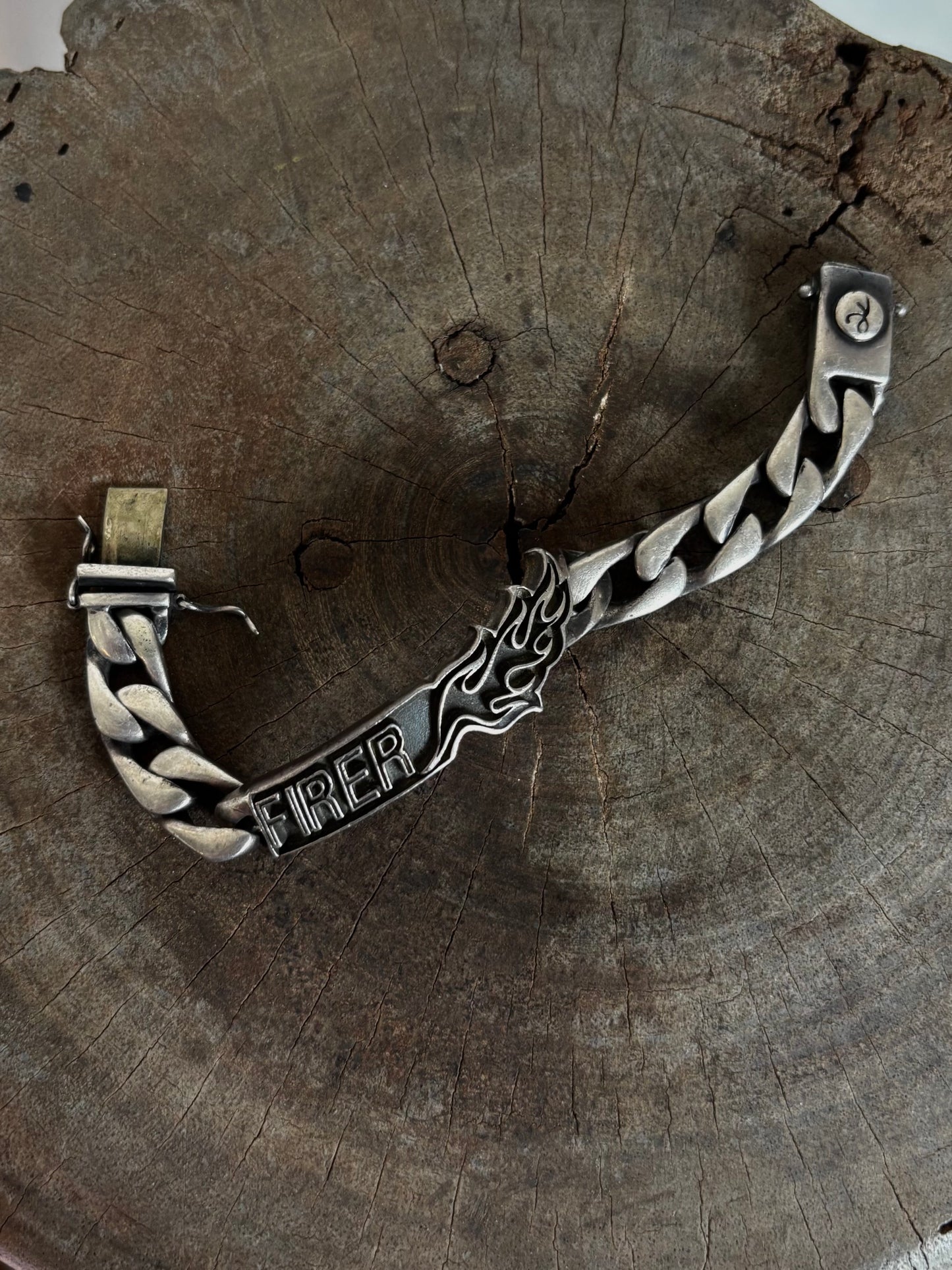 Vintage 925 Silver Firer Chain Link Bracelet