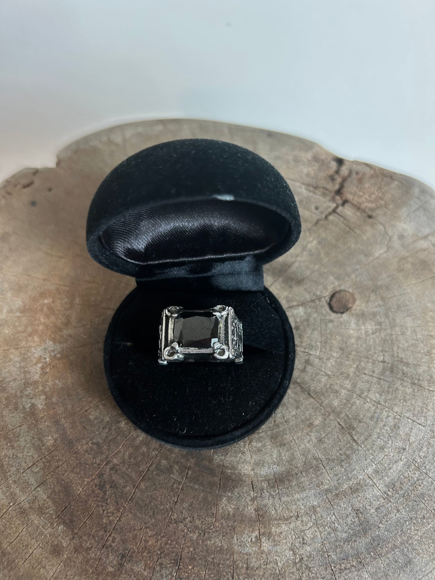 Vintage Silver 925 Cathedral Onyx Ring