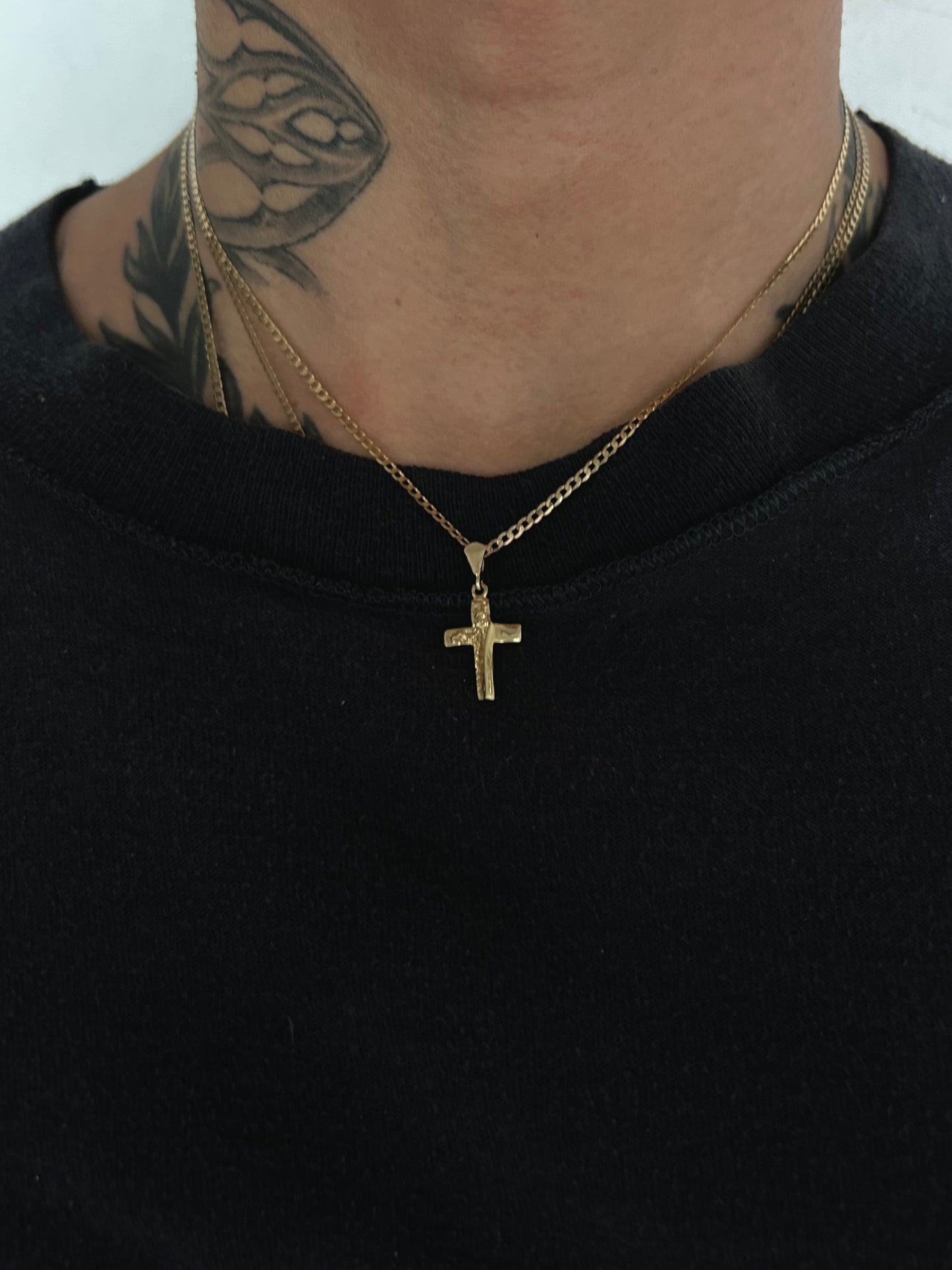 Vintage Gold 14k Cement Half Cross Charm