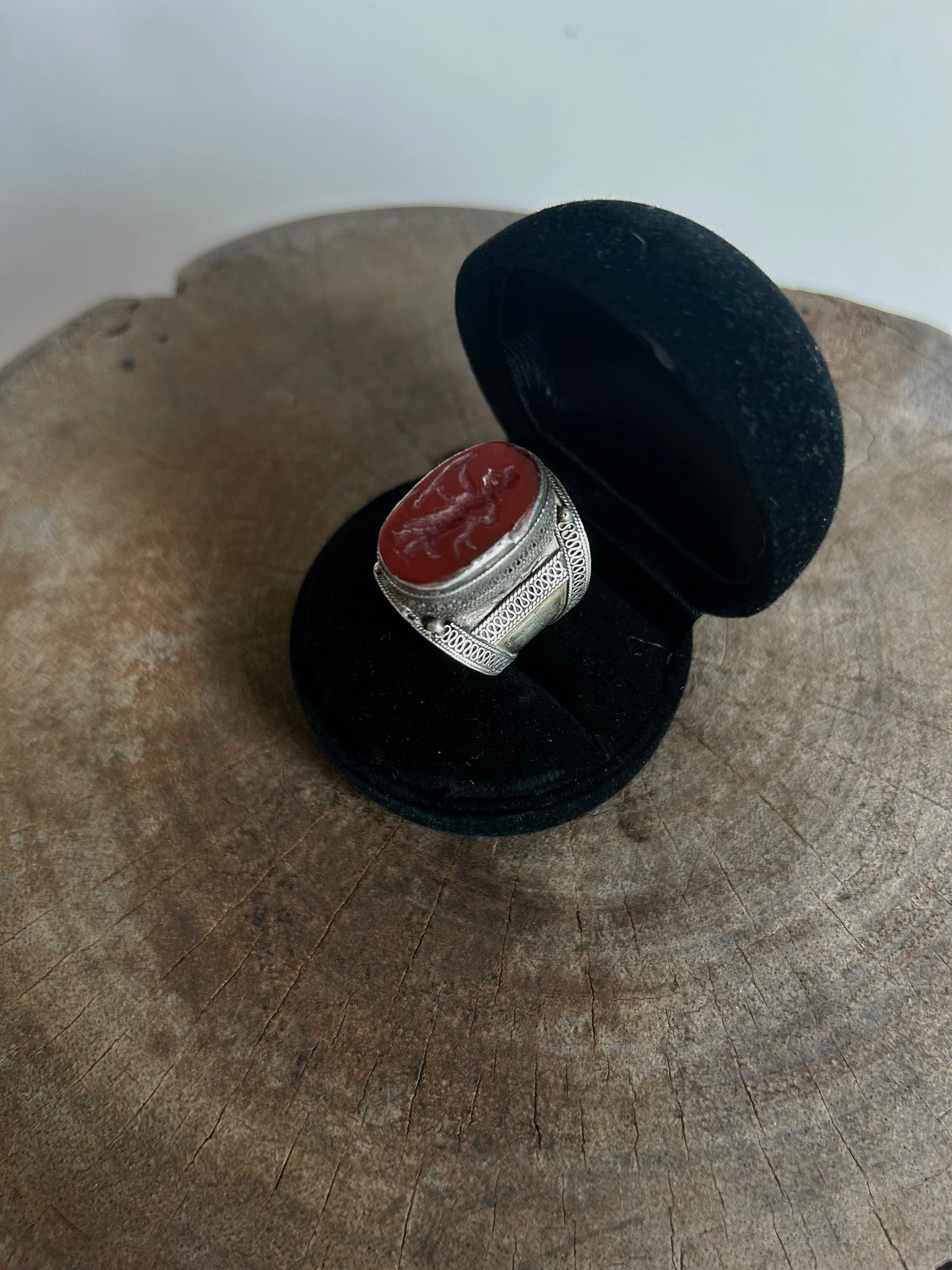 Antique silver 925 Red Cameo Ring