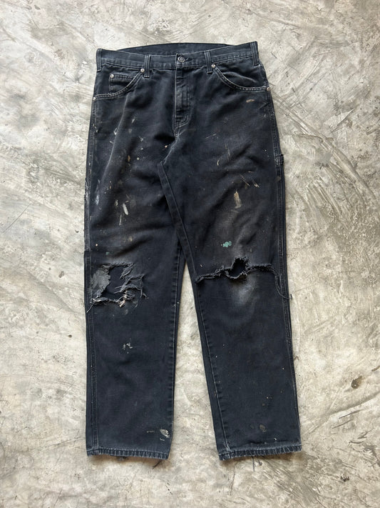 Vintage Dickies Black knee ripped carpenter canvas (32)