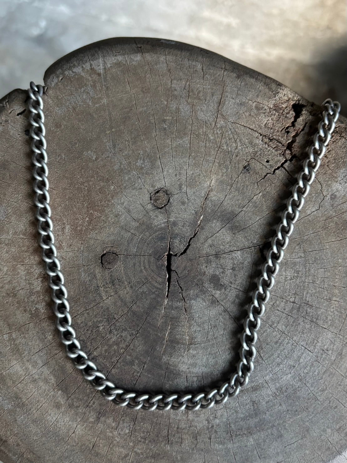 Vintage 925 Silver Rock Chain Necklace