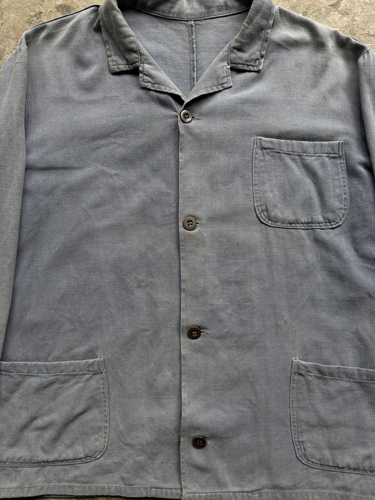 Vintage 1960s–70s French Work Jacket — Grey Twill
