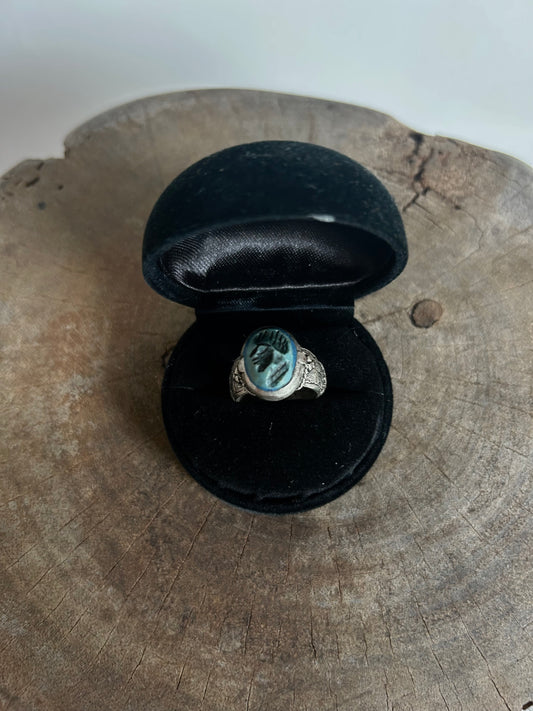 Antique silver 925 Hand Cameo Ring