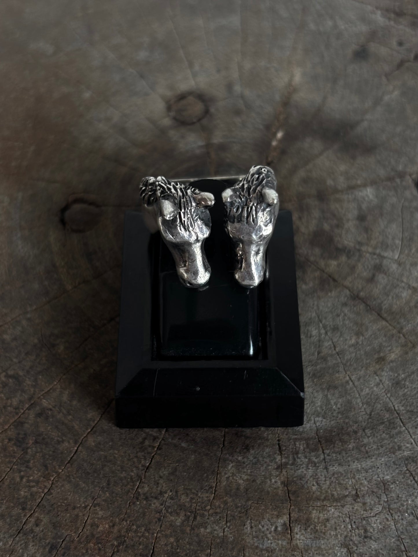 Vintage STERLING 925 Double Horse Ring