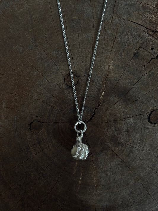 Vintage Silver 925 Skull Hand Necklace