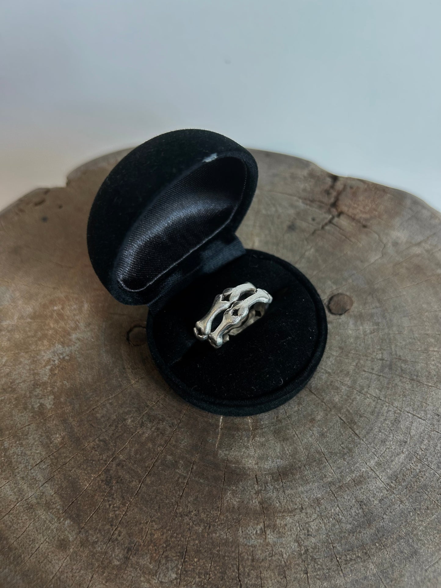 Vintage Silver 925 Bone Link Double Rings